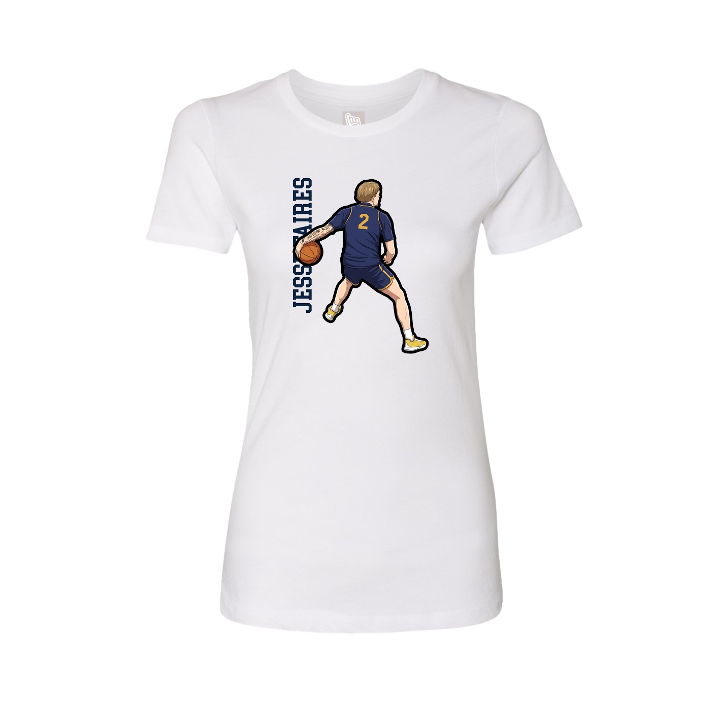 Fitted Women's Tee — Name Vertical in White