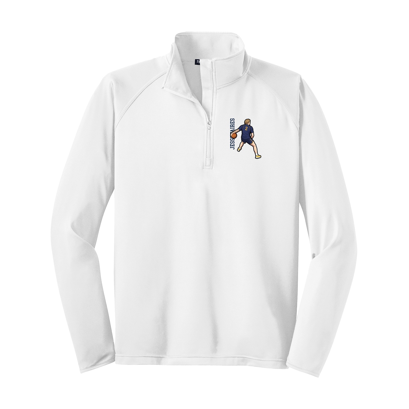Q-Zip Pullover — Name Vertical in White