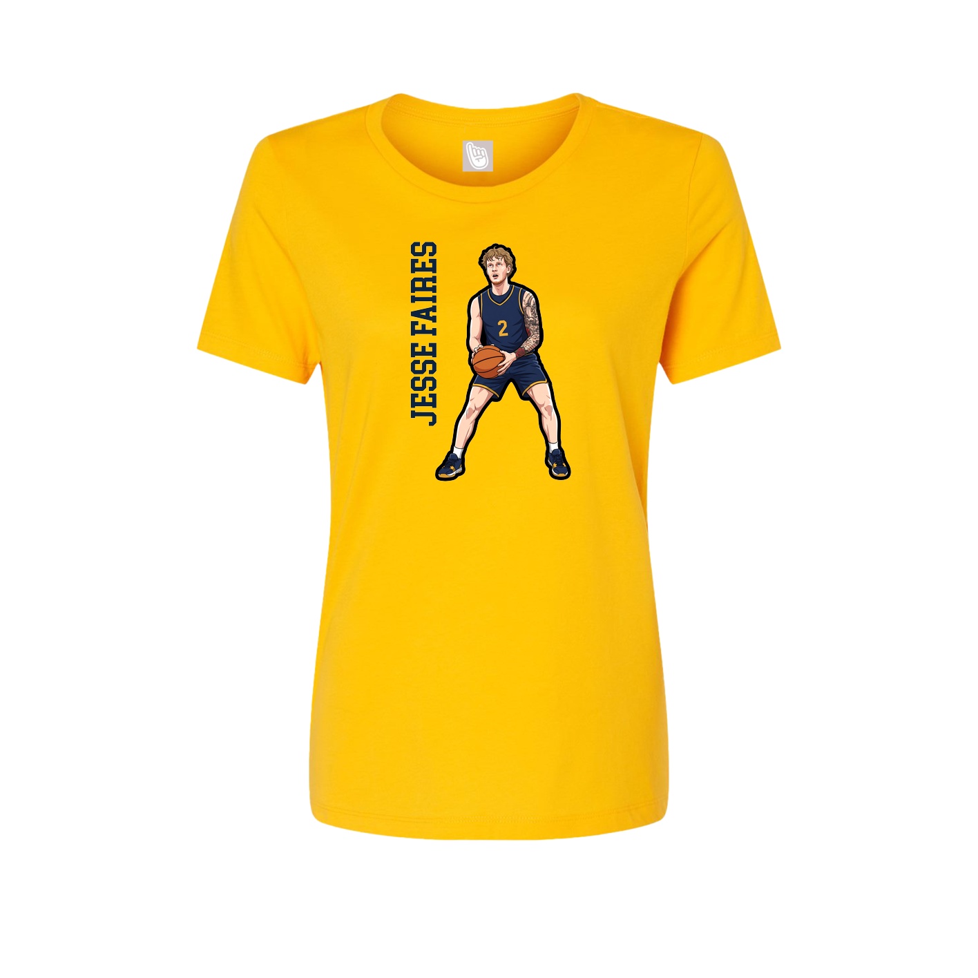 Fitted Women's Tee — Name Vertical in Gold