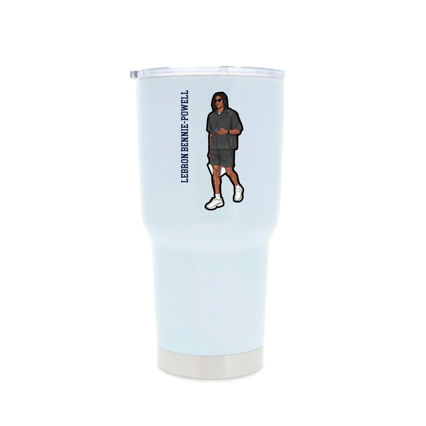 30oz Stainless Steel Tumbler — Name Vertical in White