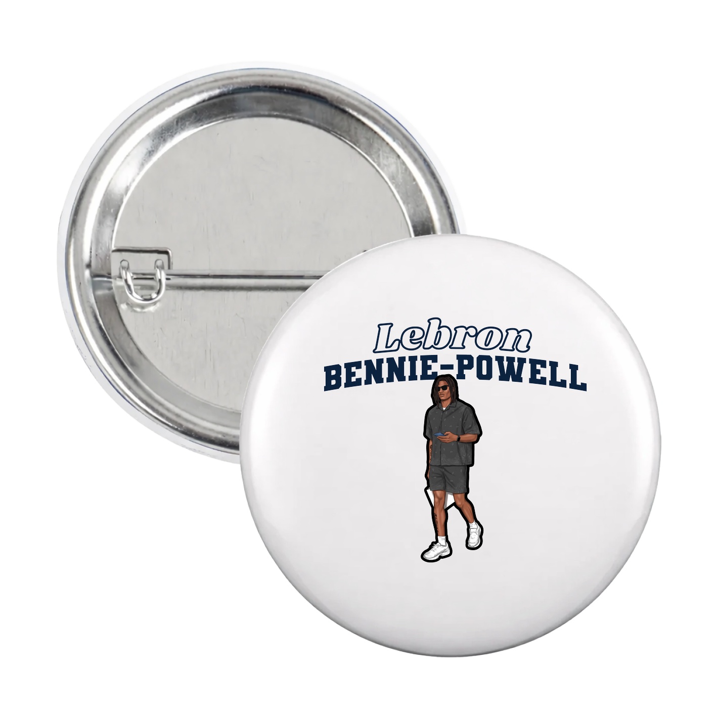 Game Day Button — Name Arch in White