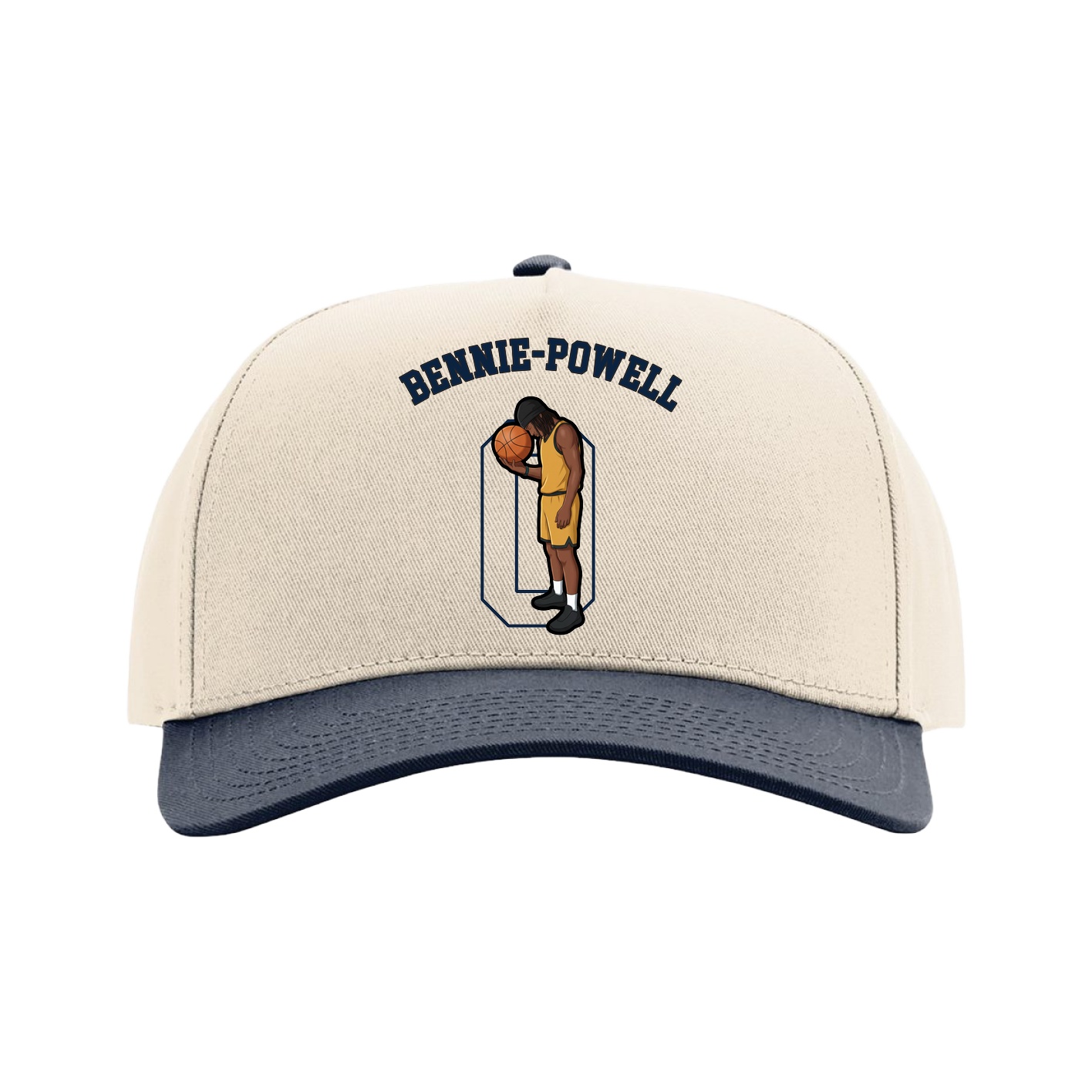 Full Fabric Five-Panel Champ Cap — Shirsey Arch in Cream/Navy