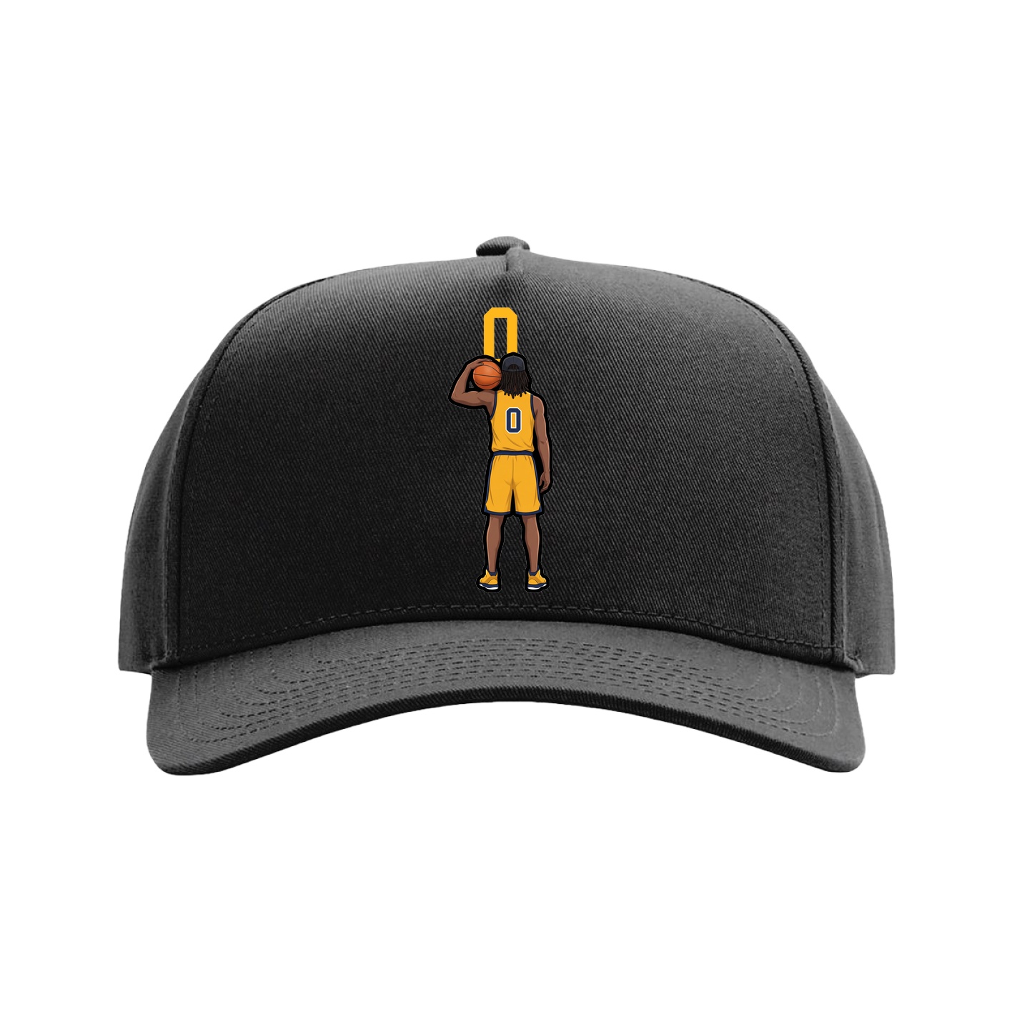 Full Fabric Five-Panel Champ Cap — Number Top in Black