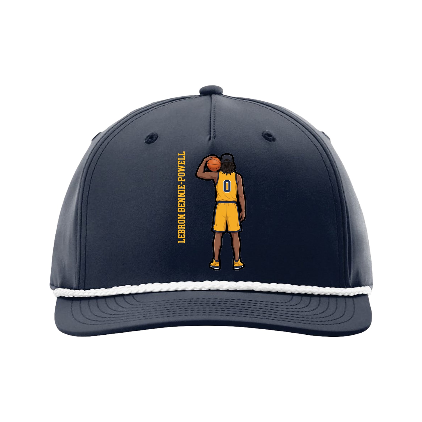 Five-Panel Classic Rope Cap — Name Vertical in Navy