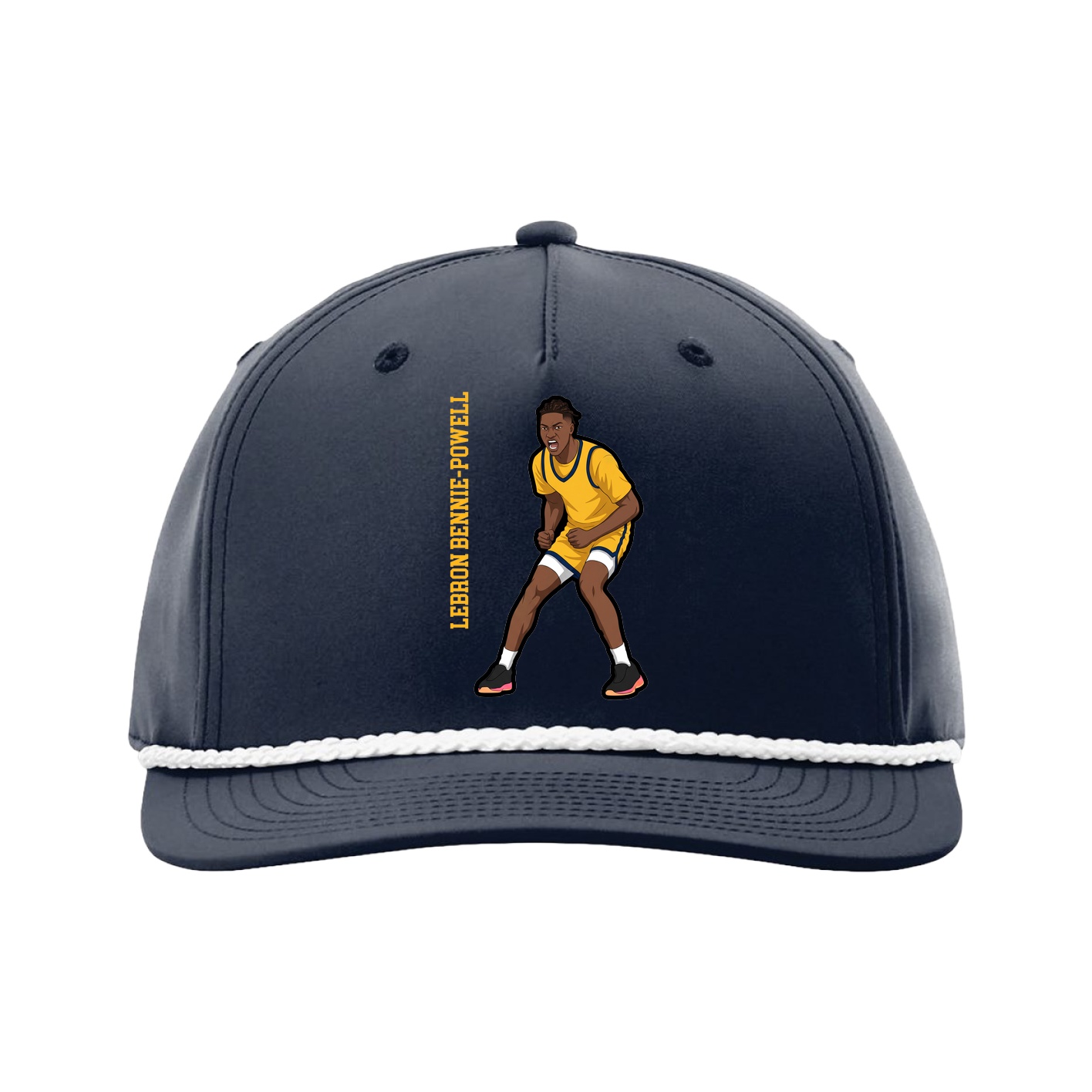 Five-Panel Classic Rope Cap — Name Vertical in Navy