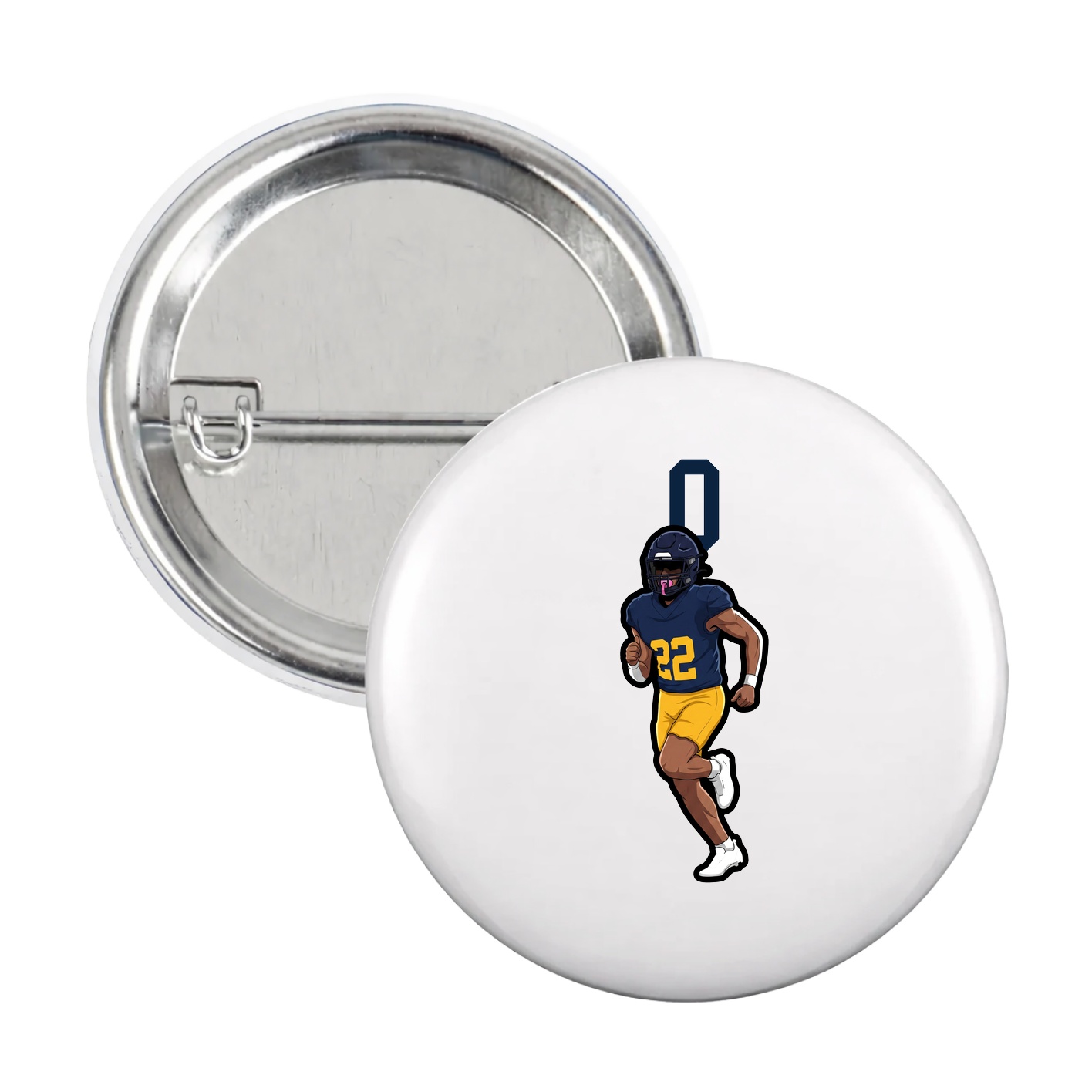 Game Day Button — Number Top in White