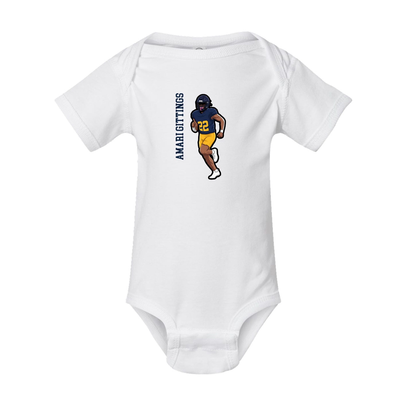 Baby Onesie — Name Vertical in White