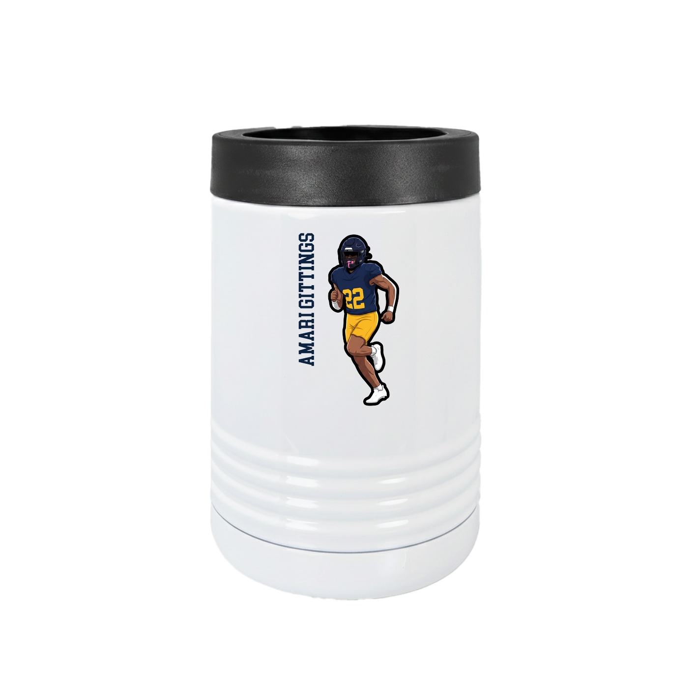 Beverage Holder — Name Vertical in White