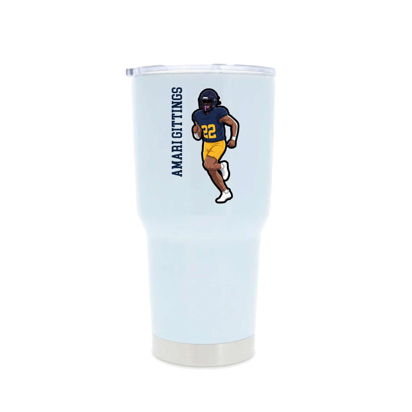 30oz Stainless Steel Tumbler — Name Vertical in White