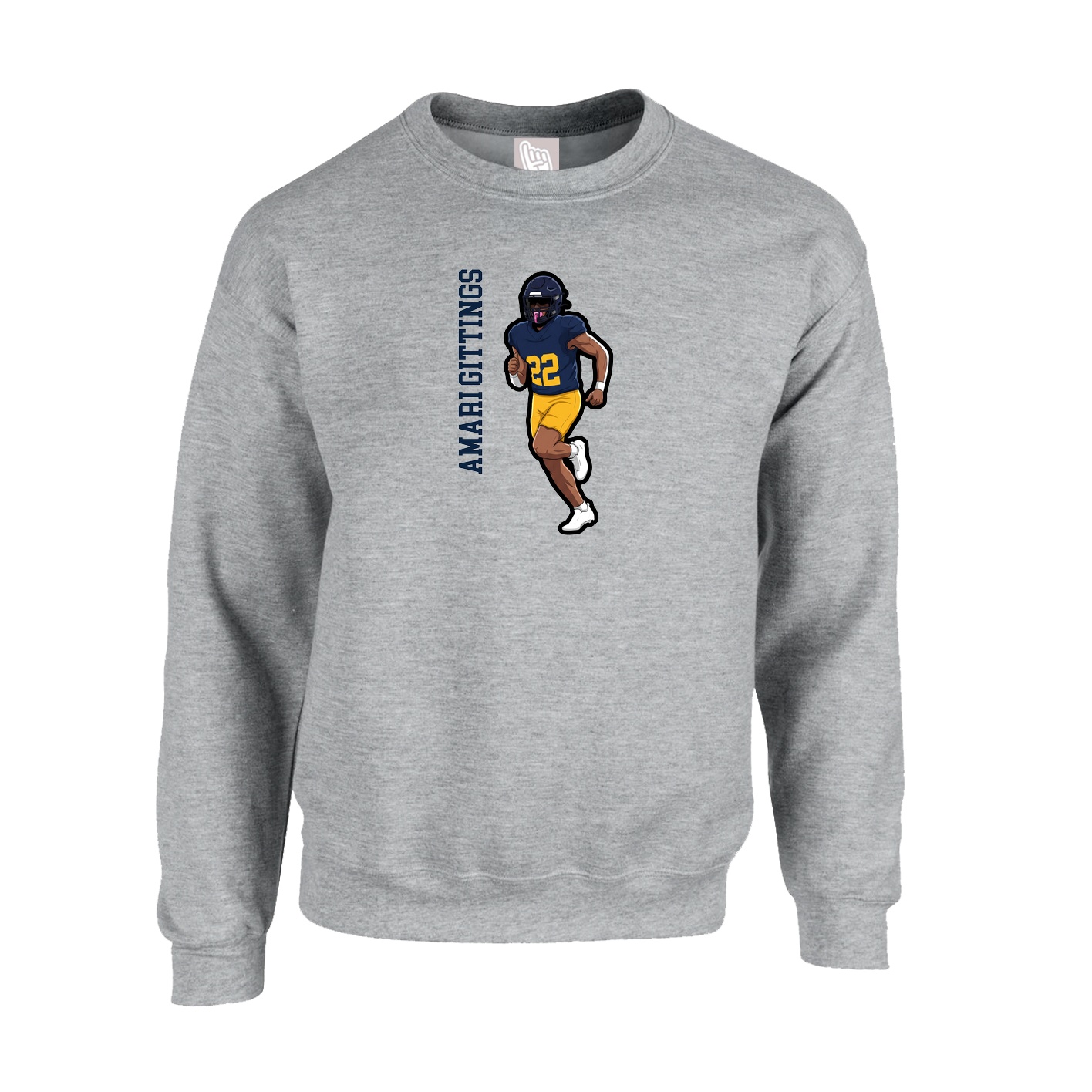 Fleece Crew — Name Vertical in Grey