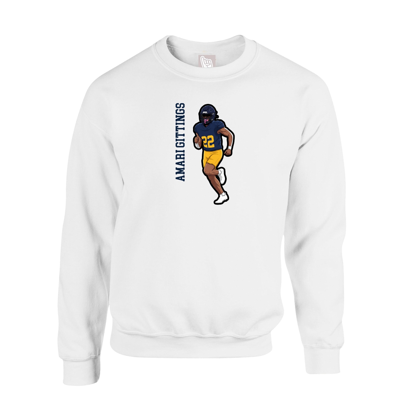 Fleece Crew — Name Vertical in White