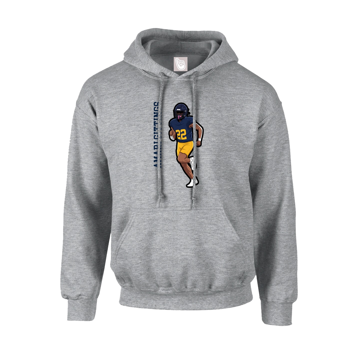 Youth Hoodie — Name Vertical in Grey