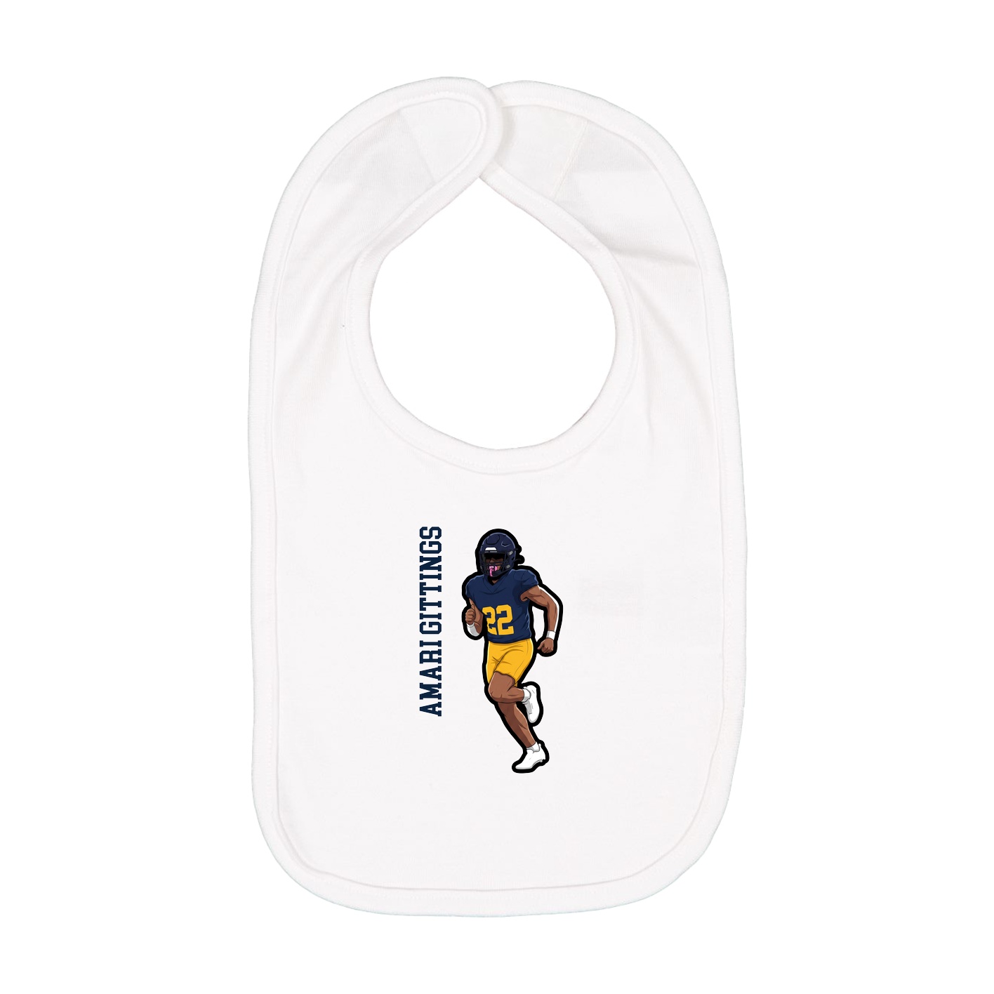 Infant Bib — Name Vertical in White
