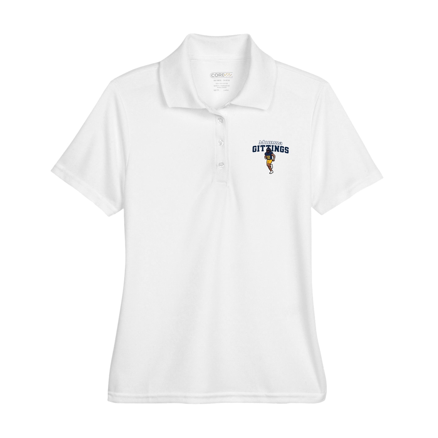Womens Performance Polo — Mothers Day Block in White