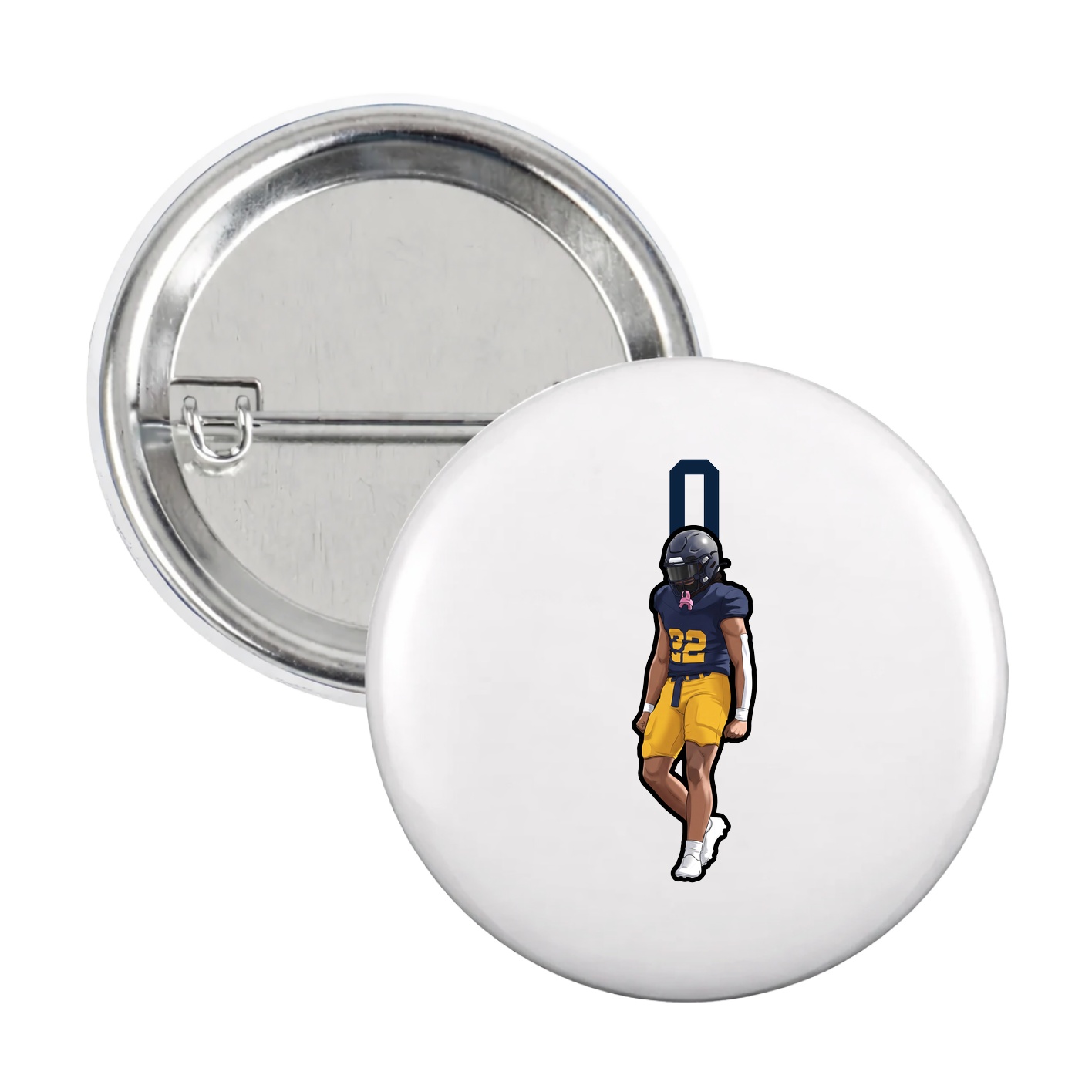Game Day Button — Number Top in White