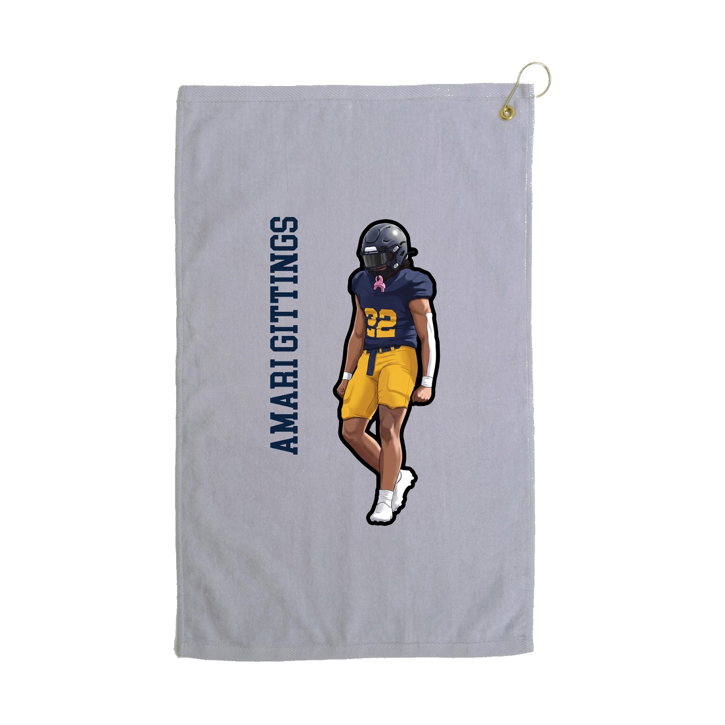 Golf Towel — Name Vertical in Grey