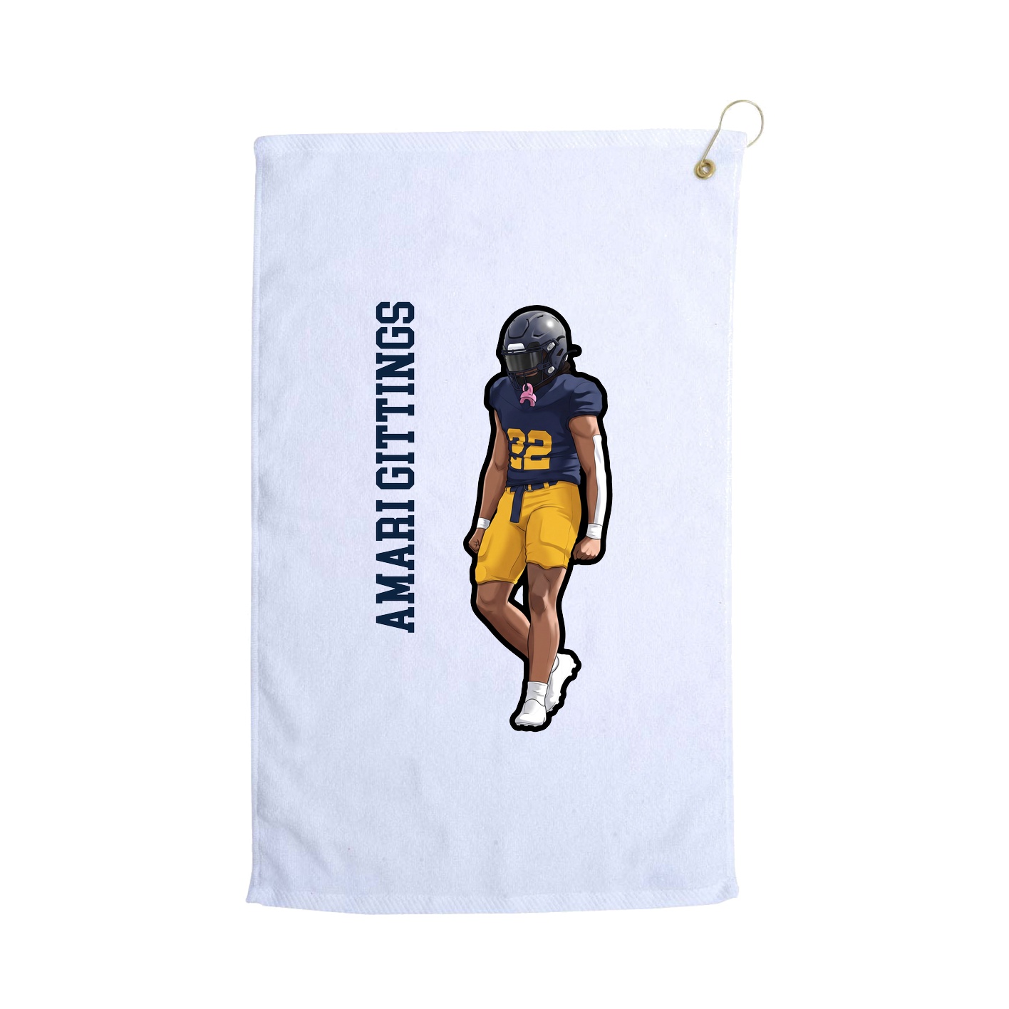Golf Towel — Name Vertical in White