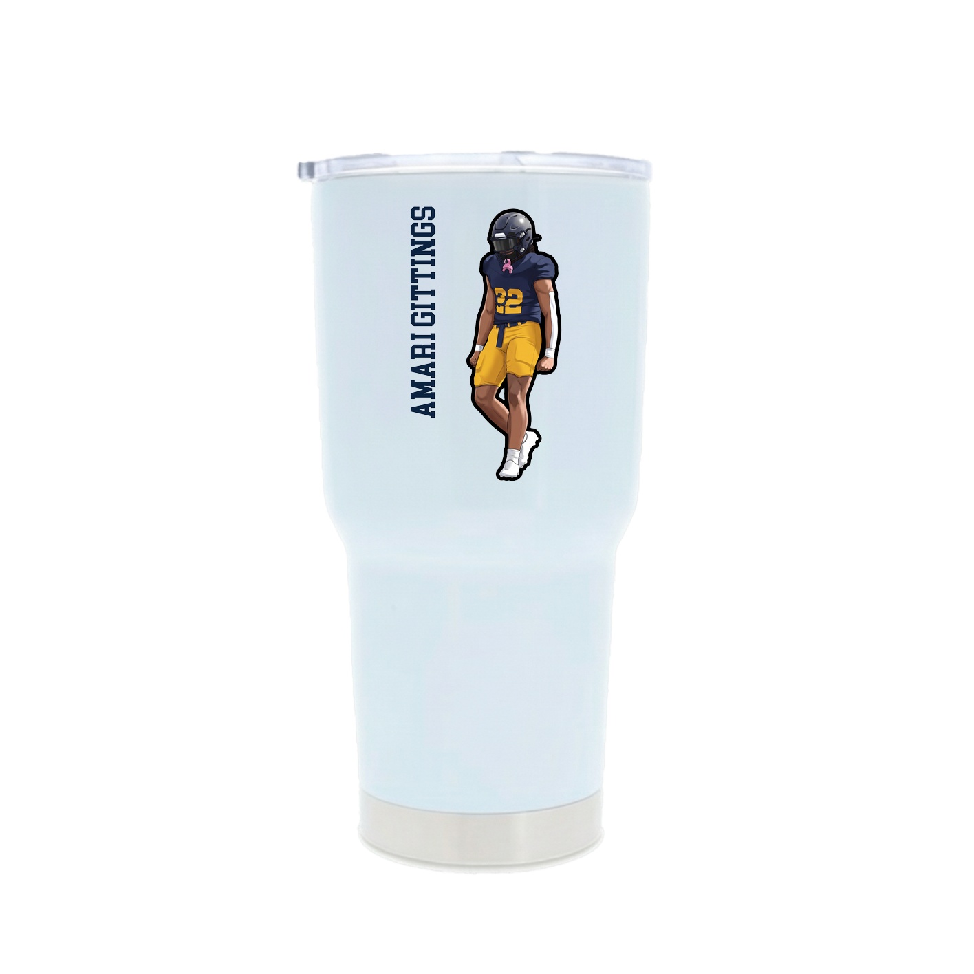 30oz Stainless Steel Tumbler — Name Vertical in White