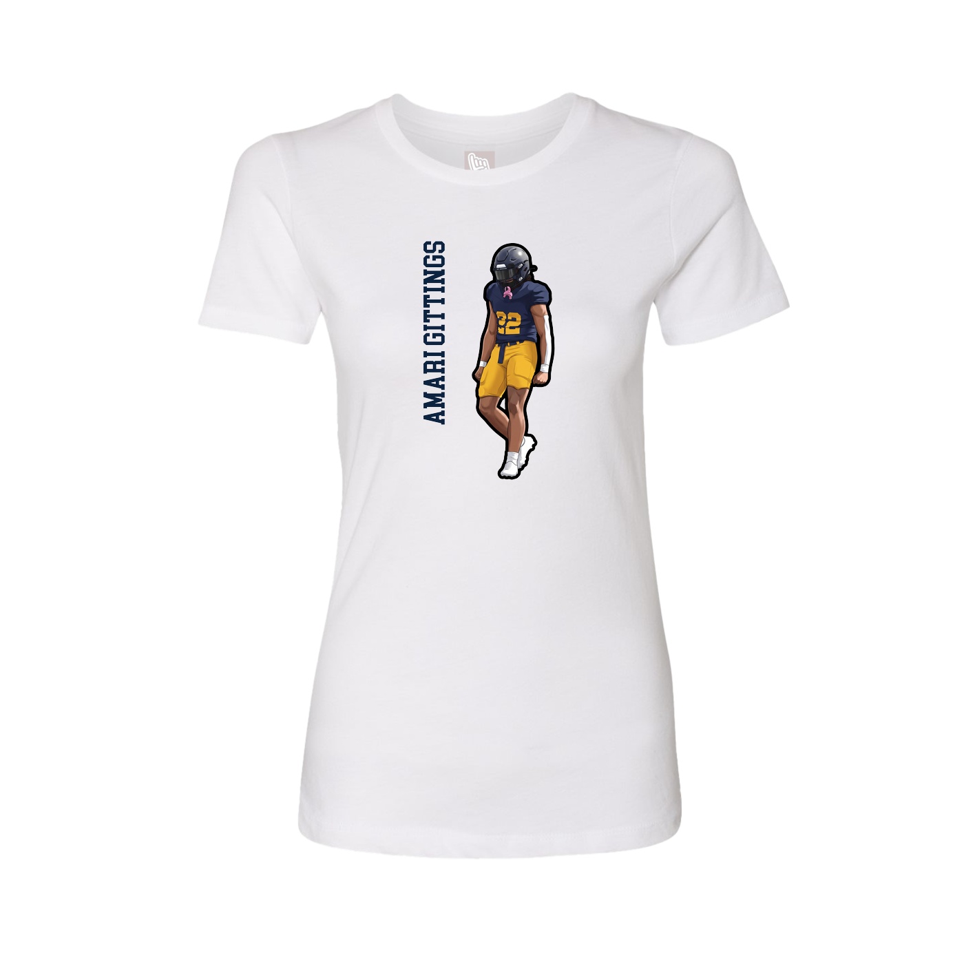 Womens Tee — Name Vertical in White