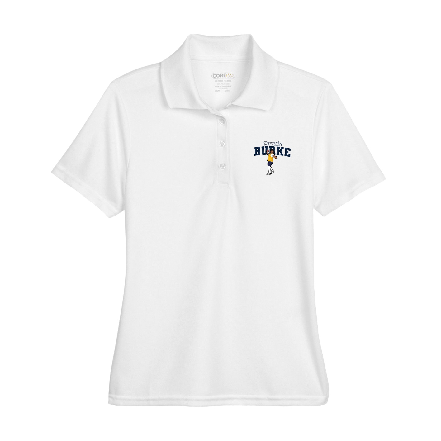 Womens Performance Polo — Name Arch in White