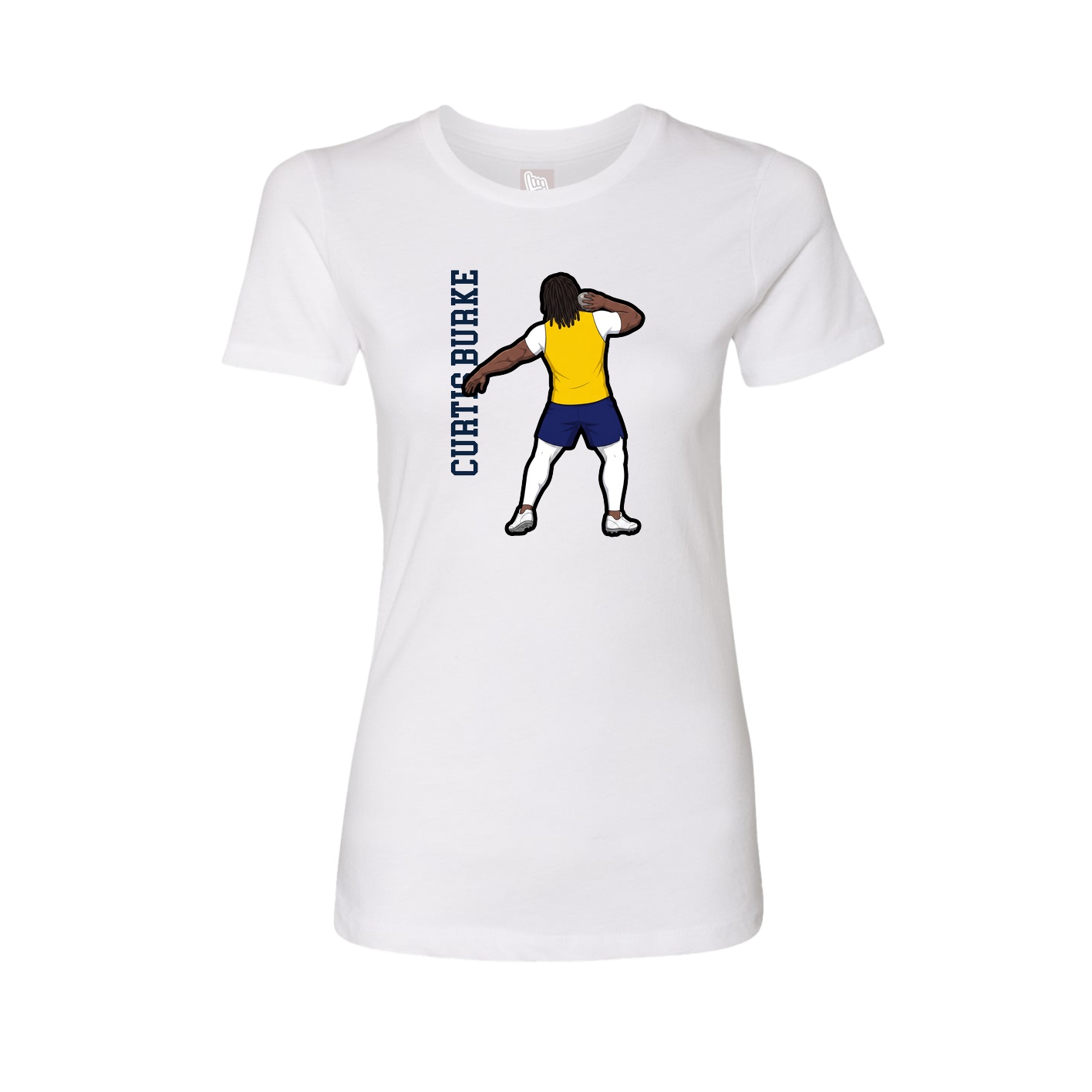 Fitted Women's Tee — Name Vertical in White