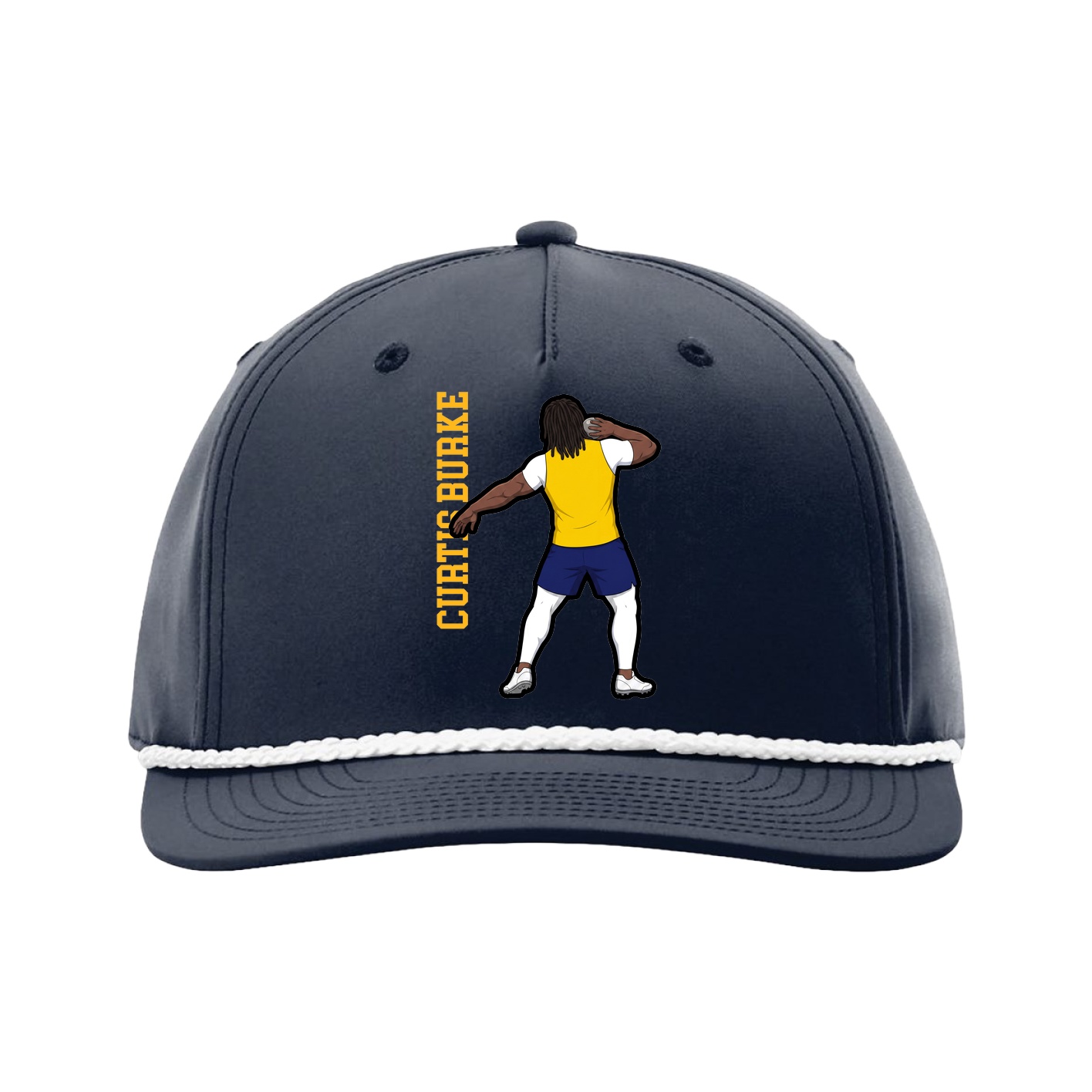 Five-Panel Classic Rope Cap — Name Vertical in Navy