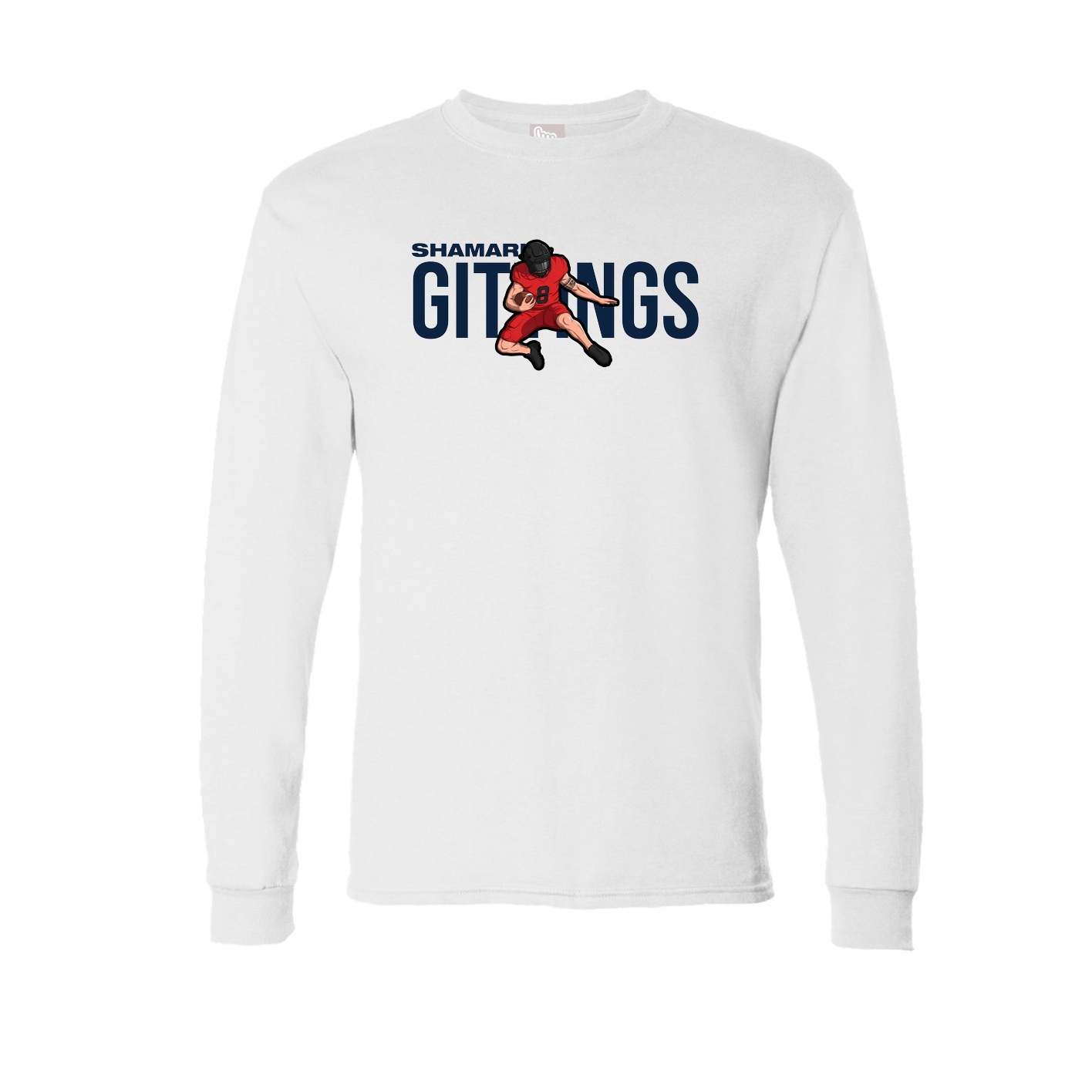 Long Sleeve Tee — Player Name in White