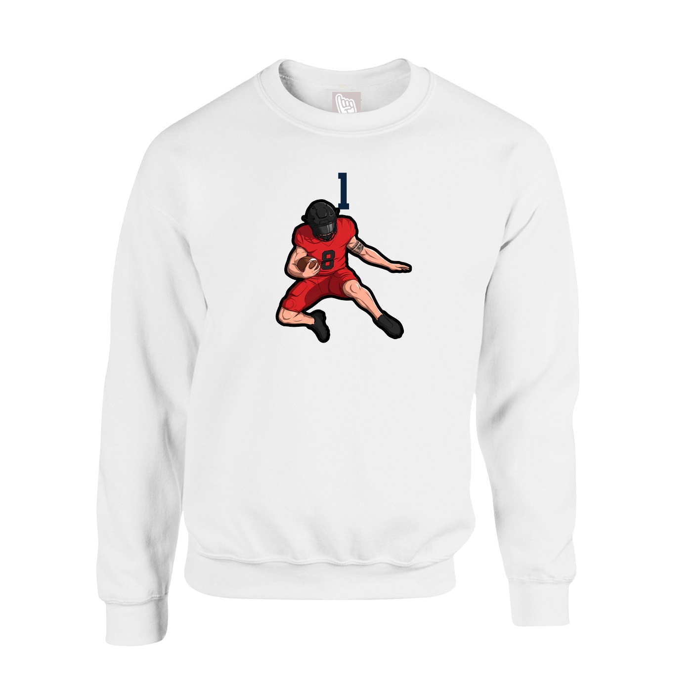 Fleece Crew — Number Top in White