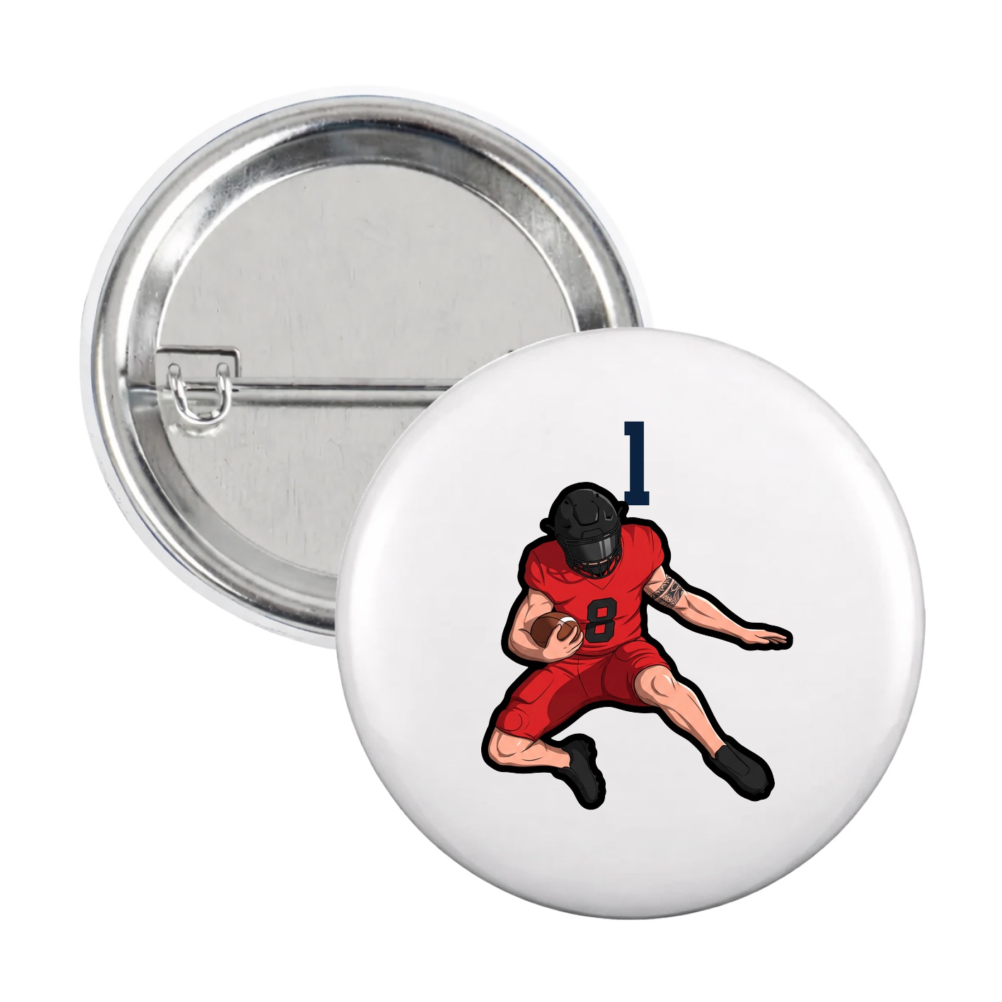 Game Day Button — Number Top in White
