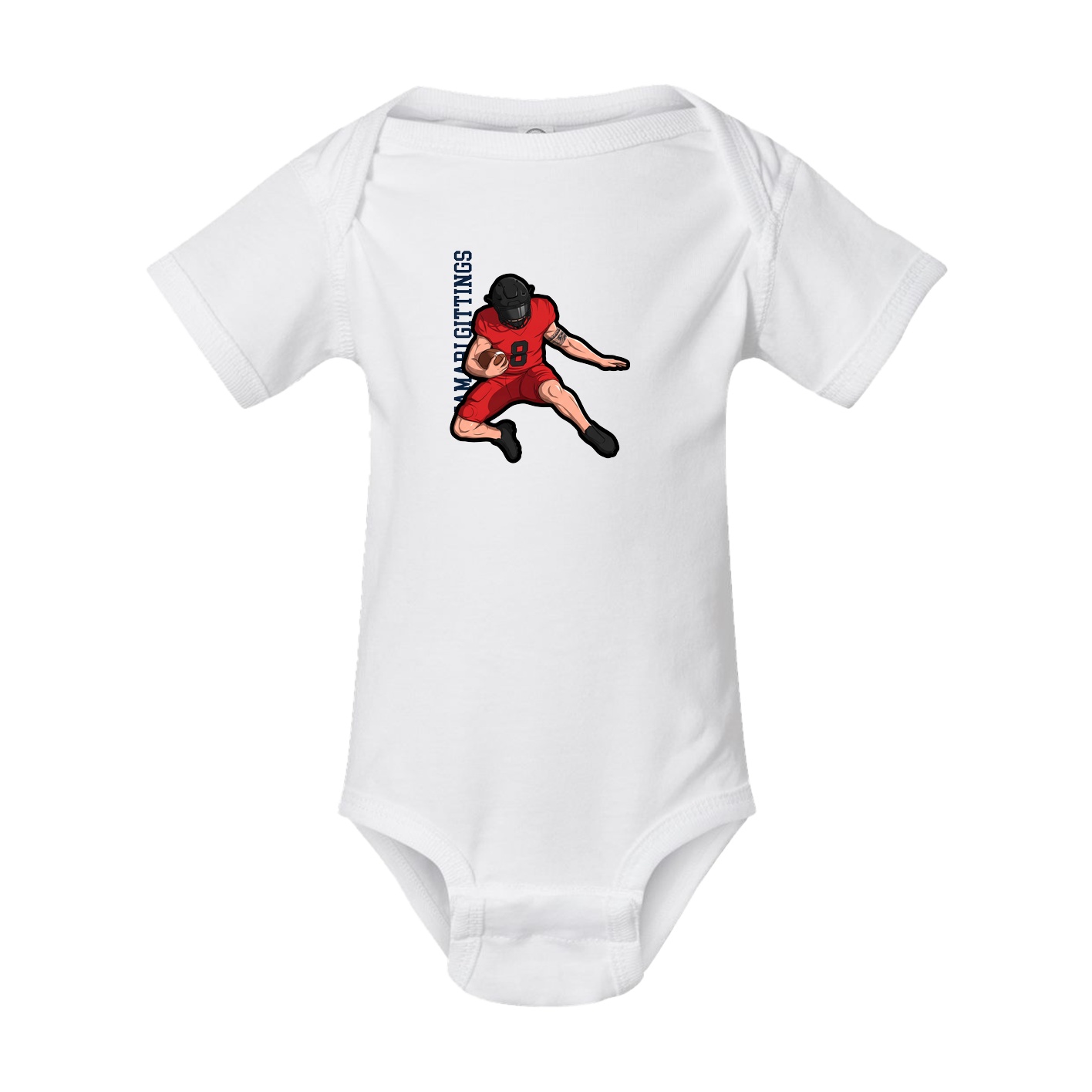 Baby Onesie — Name Vertical in White