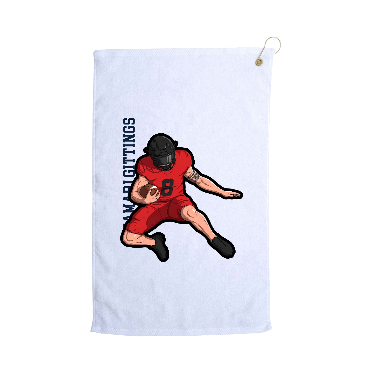 Golf Towel — Name Vertical in White
