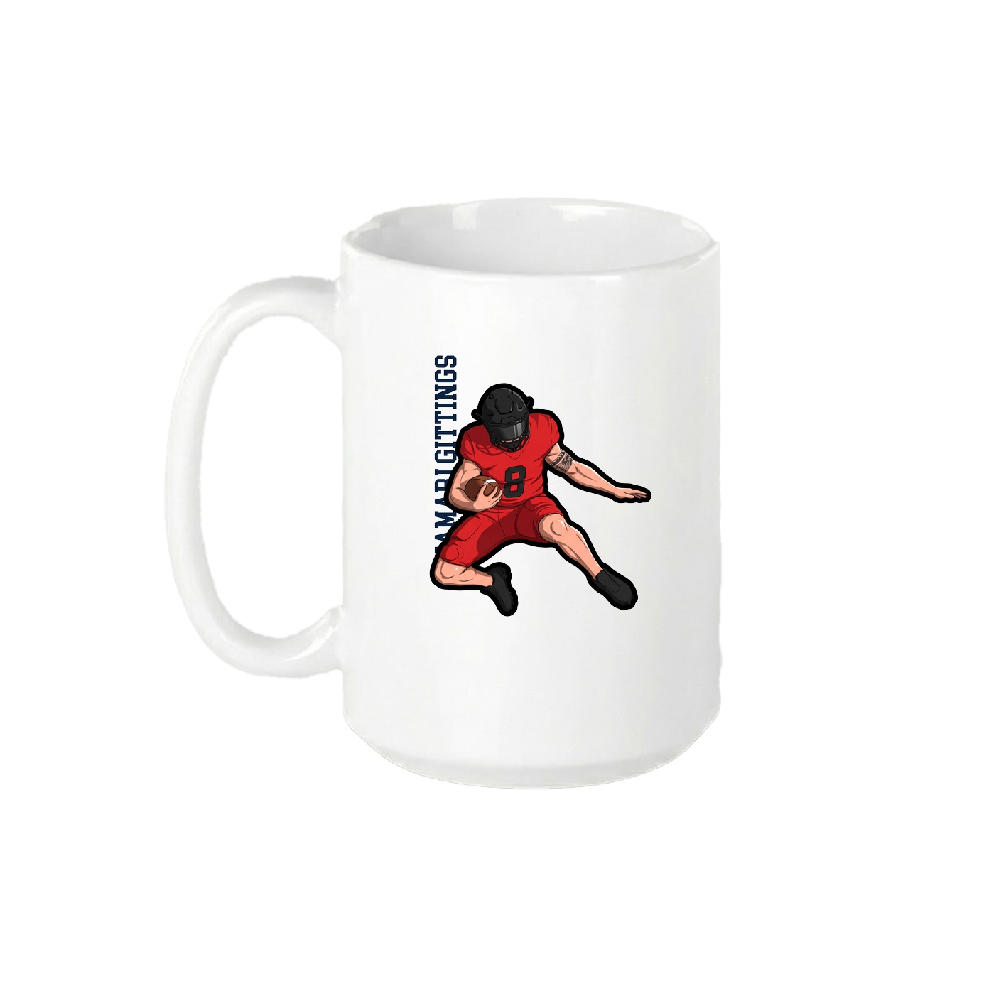 15oz Coffee Mug — Name Vertical in White