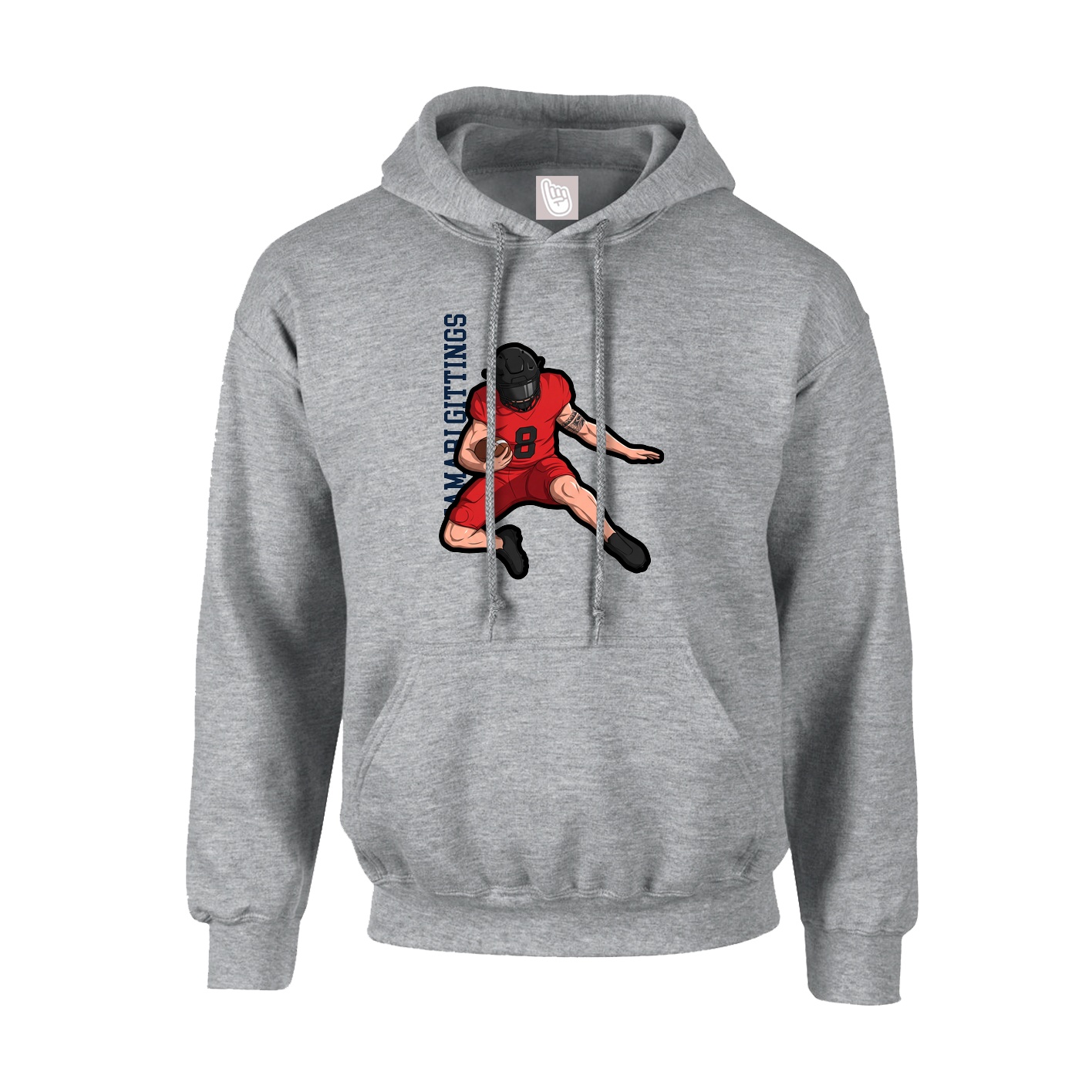 Hoodie — Name Vertical in Grey