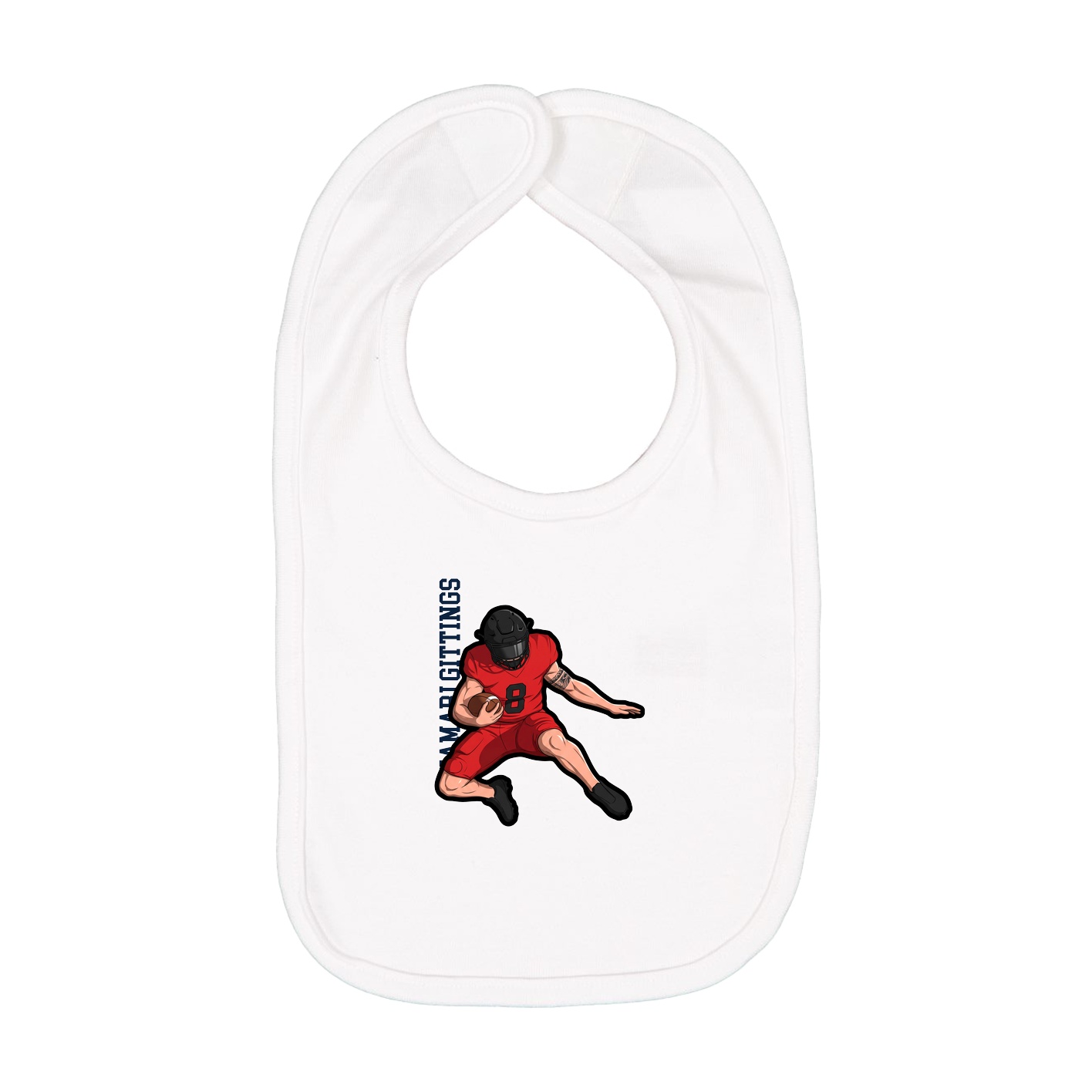 Infant Bib — Name Vertical in White