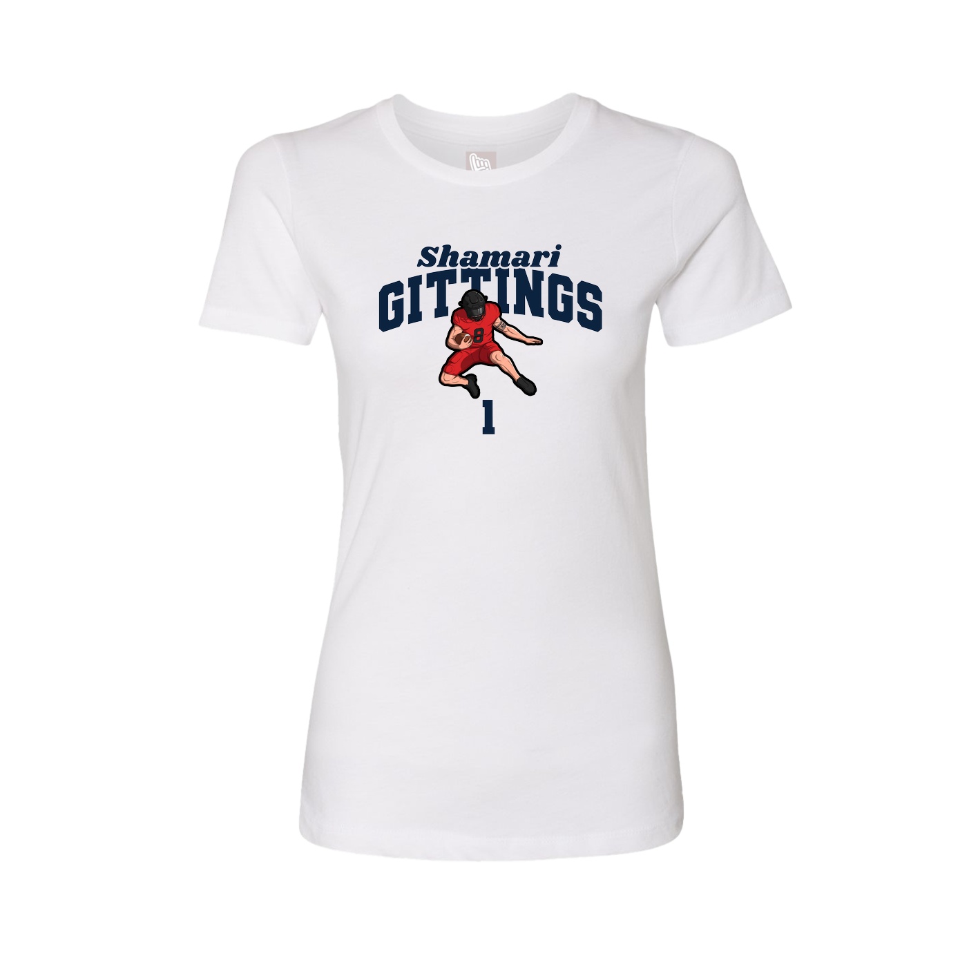 Fitted Women's Tee — Signature Arch in White