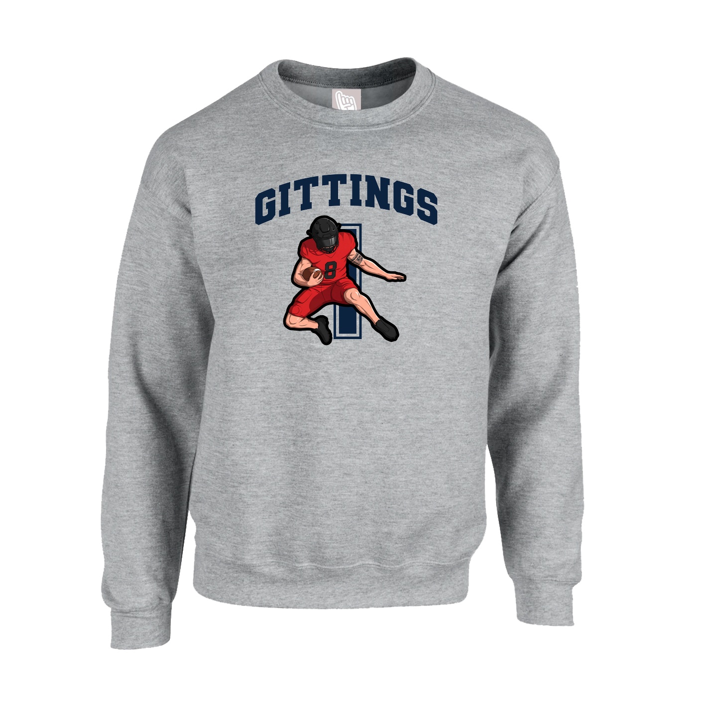 Fleece Crew — Number in Grey