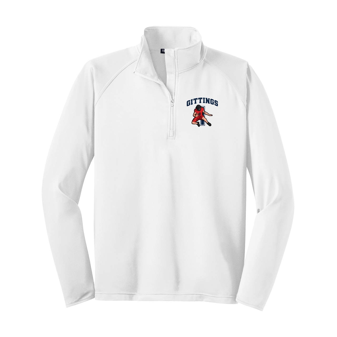 Q-Zip Pullover — Number in White