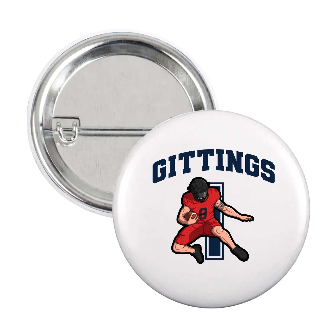Game Day Button — Number in White