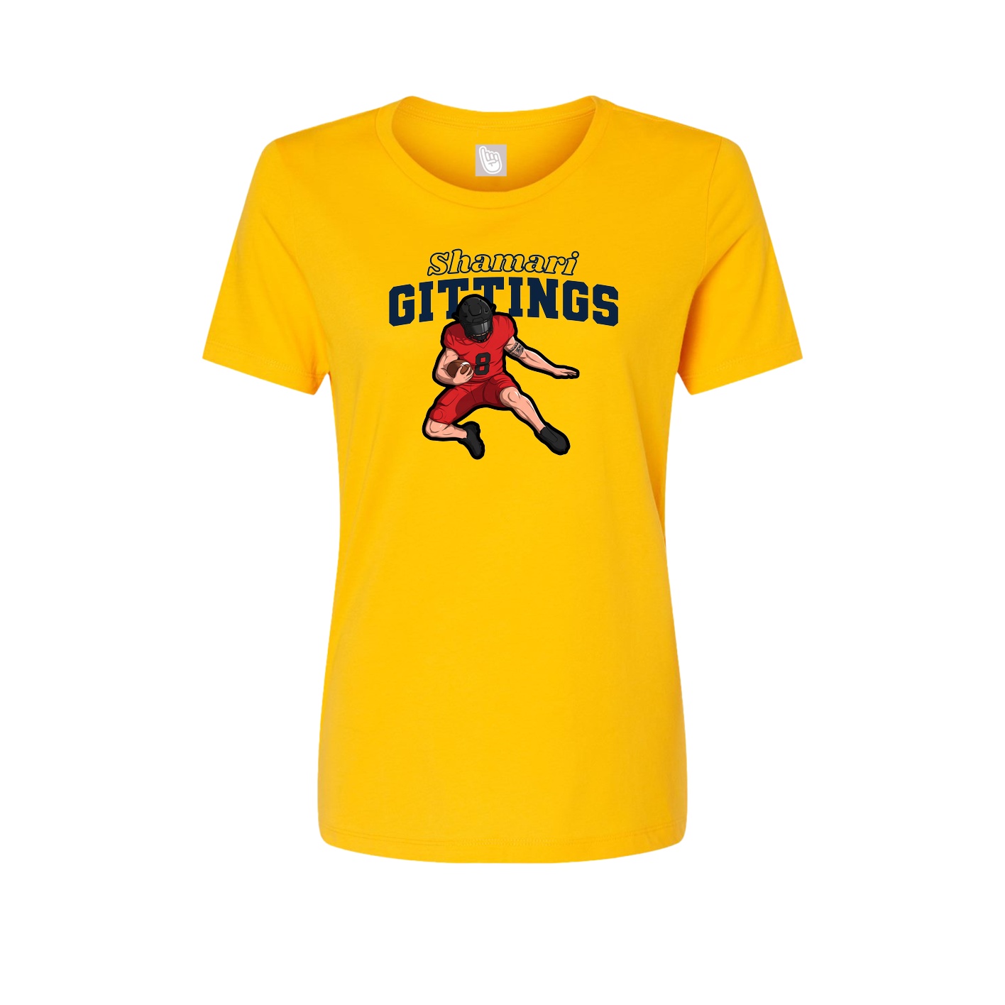 Fitted Women's Tee — Name Arch in Gold