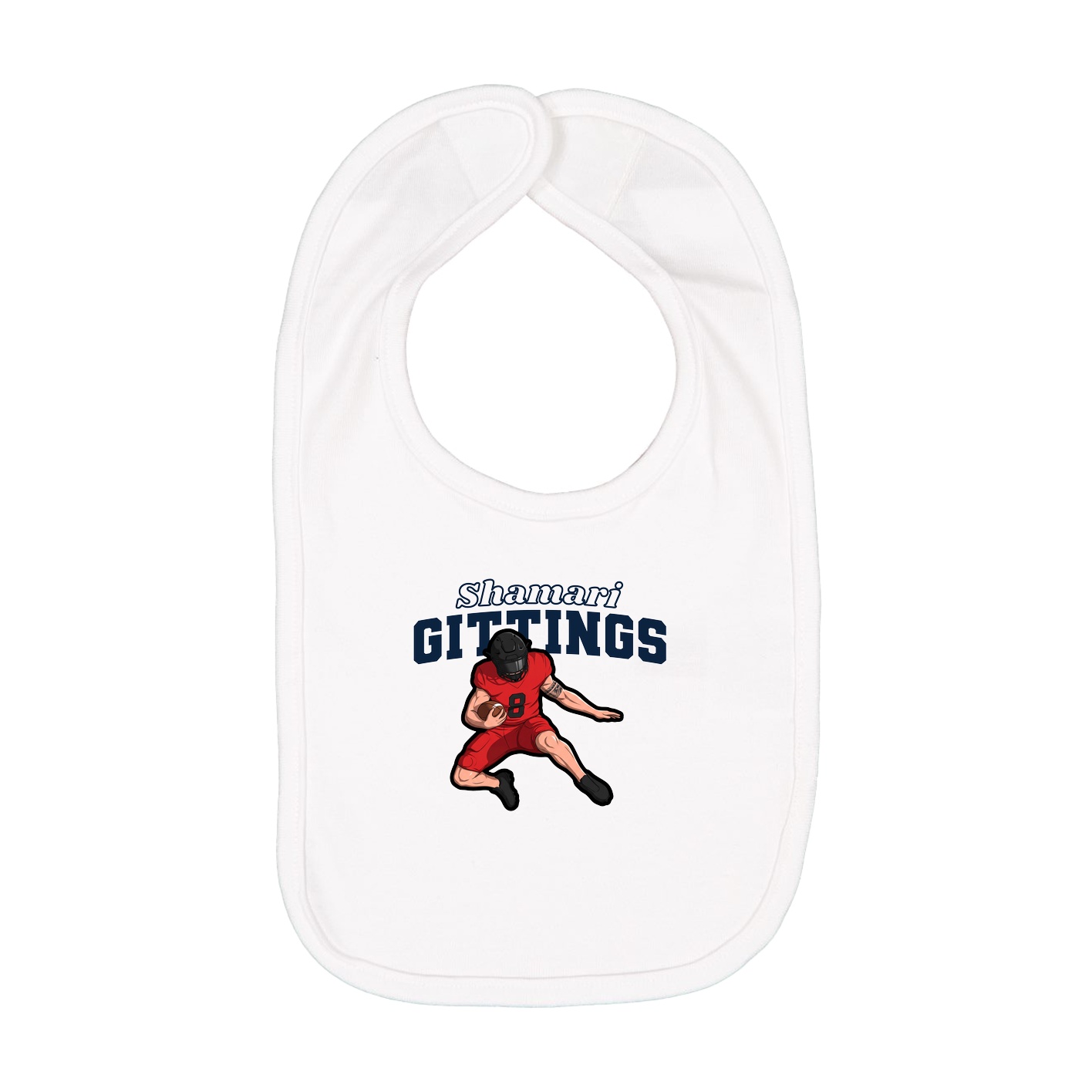 Infant Bib — Name Arch in White