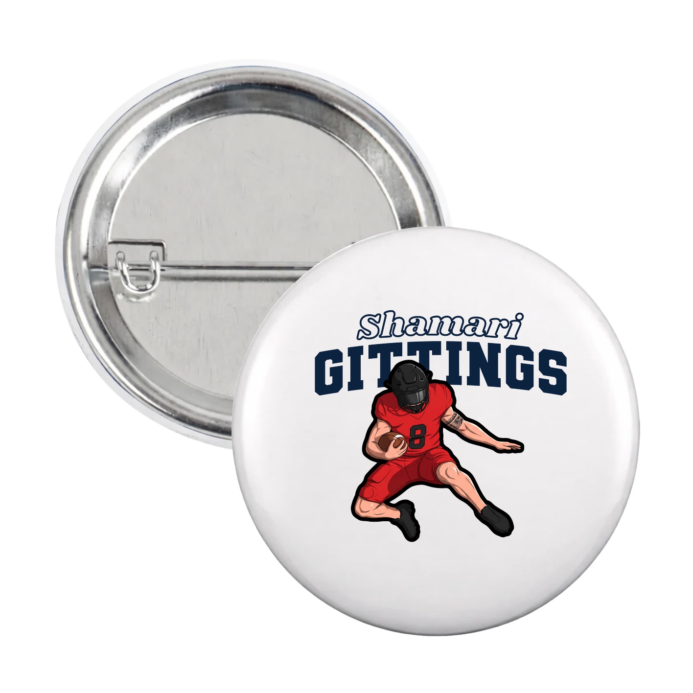 Game Day Button — Name Arch in White