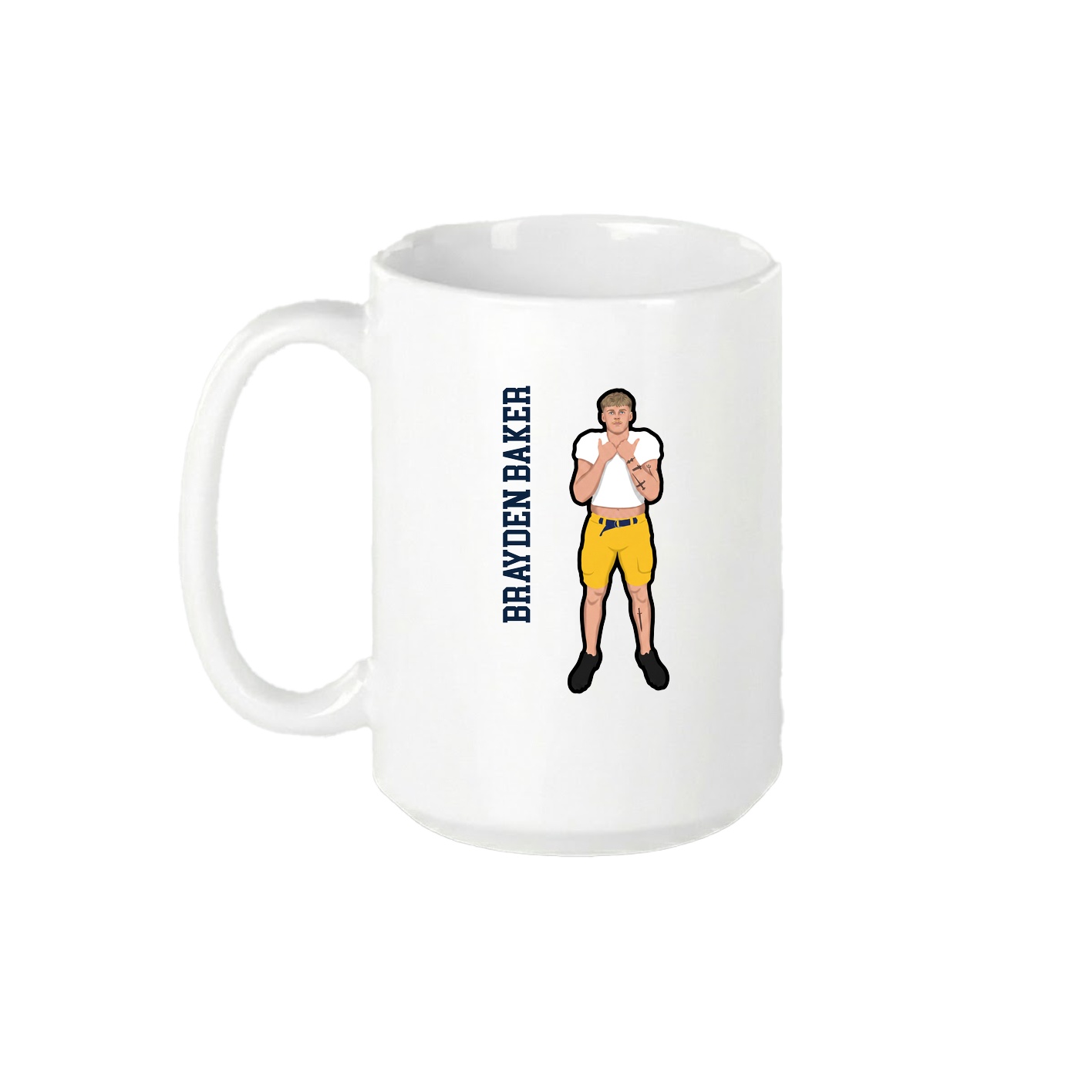 15oz Coffee Mug — Name Vertical in White