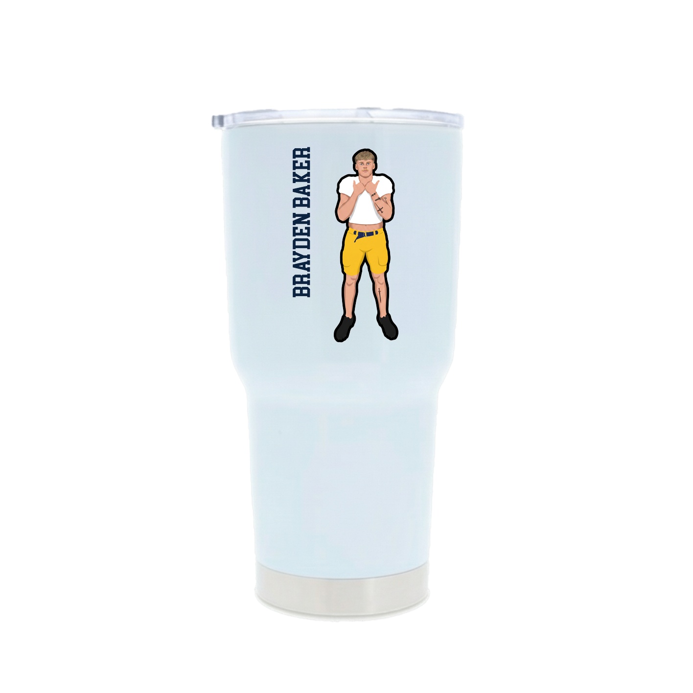 30oz Stainless Steel Tumbler — Name Vertical in White