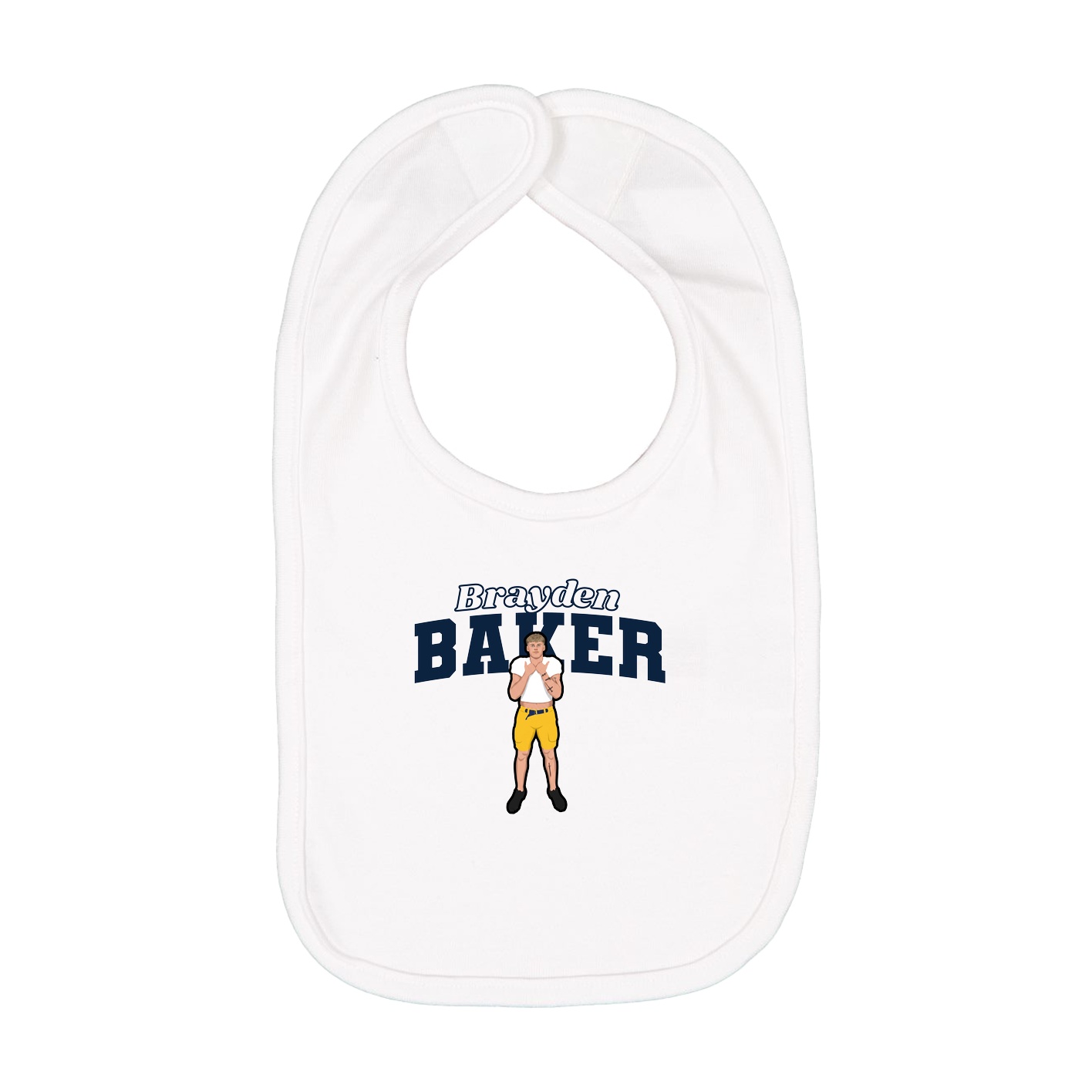 Infant Bib — Name Arch in White