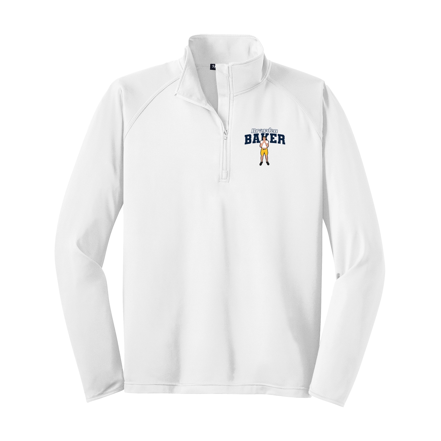 Q-Zip Pullover — Name Arch in White