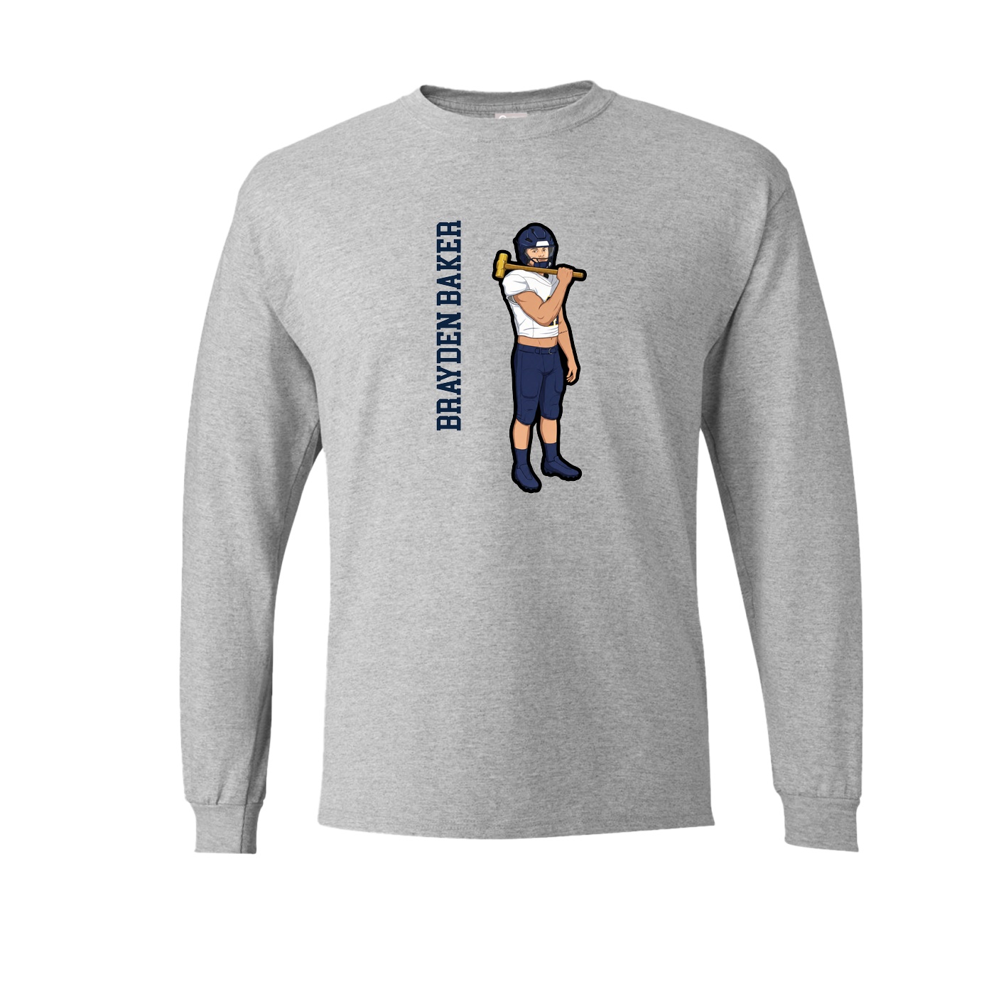 Long Sleeve Tee — Name Vertical in Grey