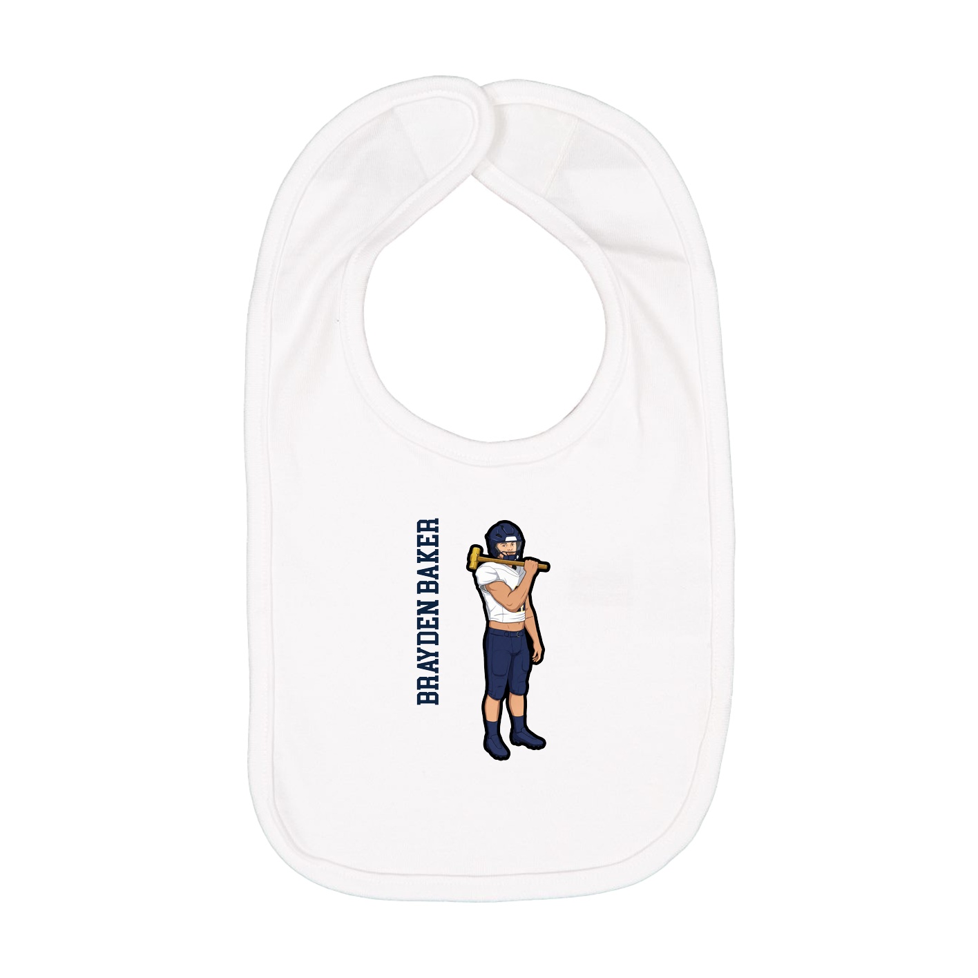 Infant Bib — Name Vertical in White