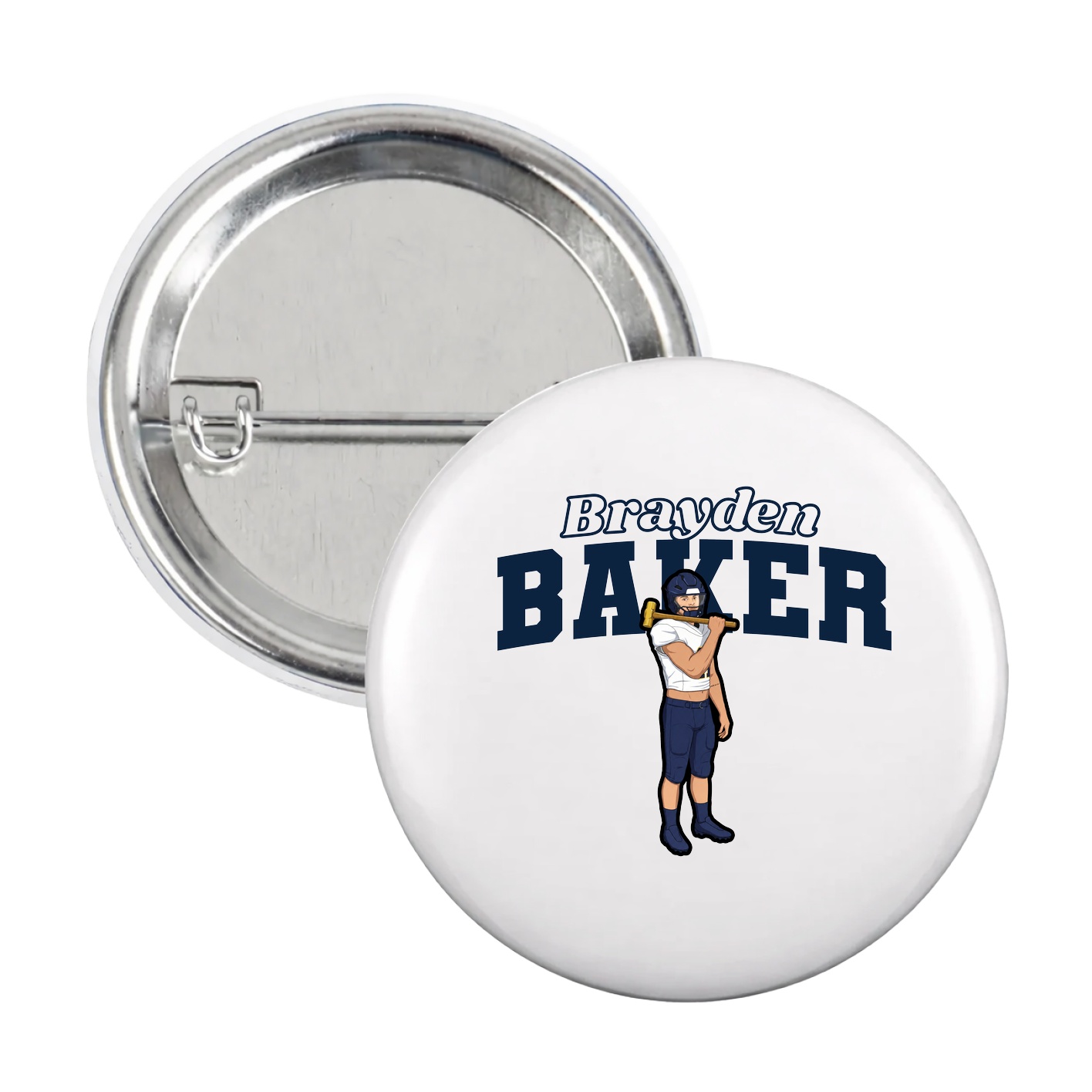 Game Day Button — Name Arch in White