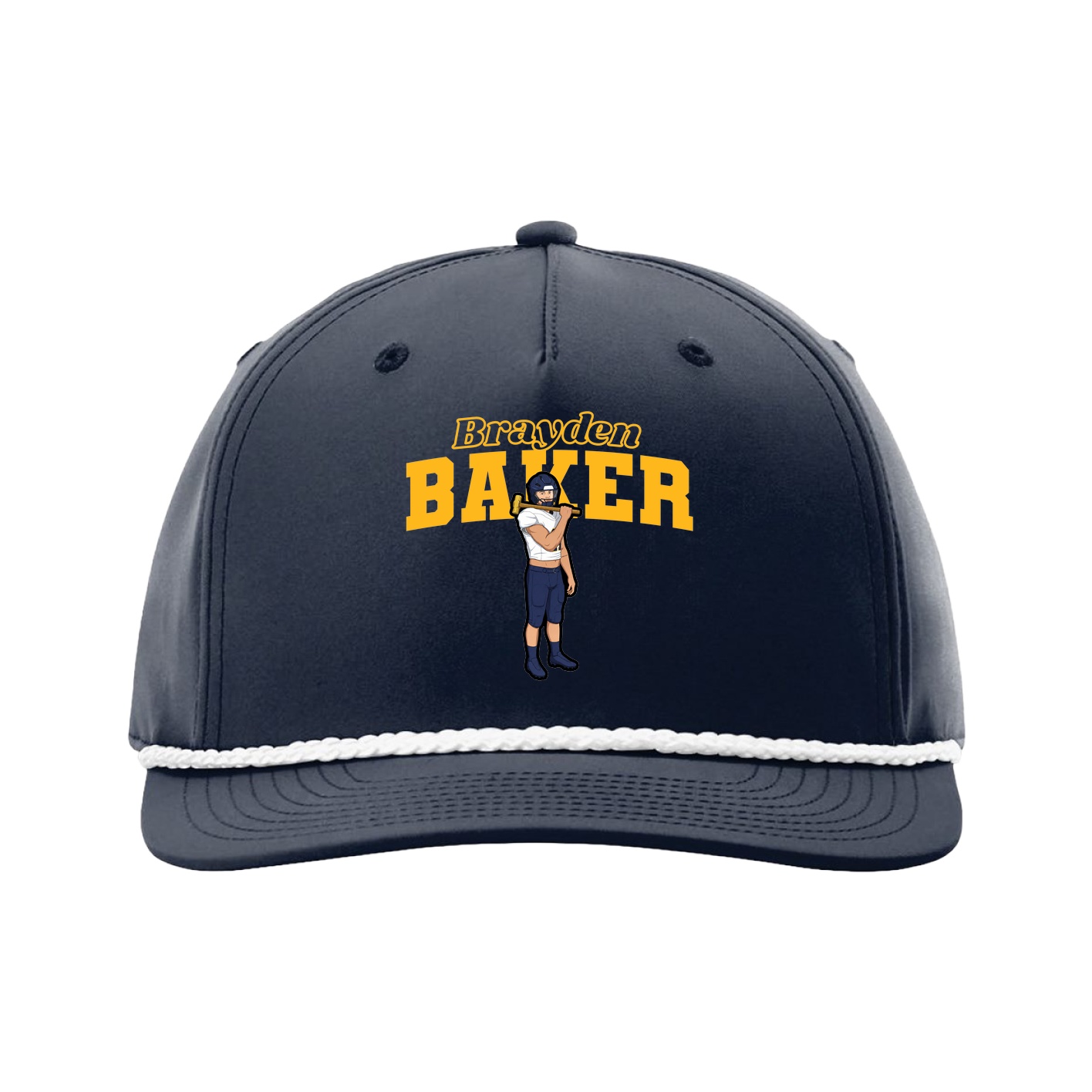 Five-Panel Classic Rope Cap — Name Arch in Navy