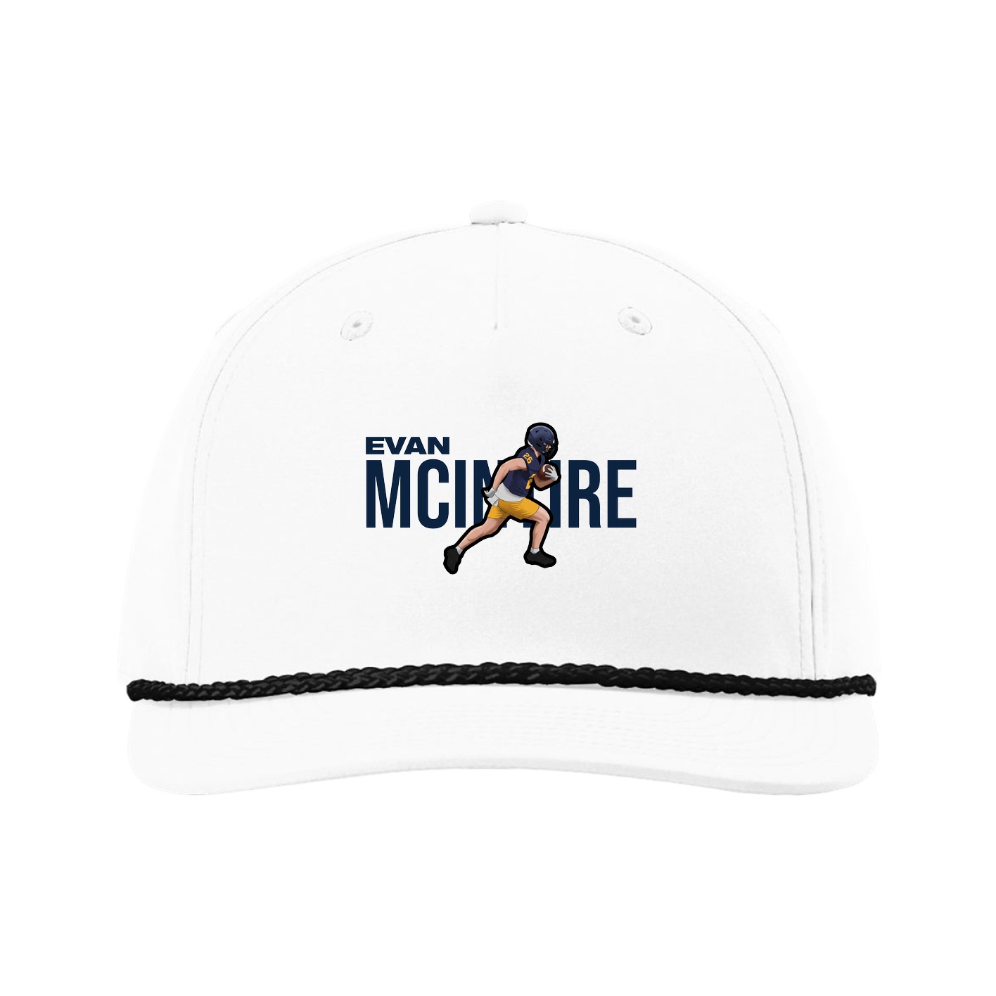Five-Panel Classic Rope Cap — Player Name in White